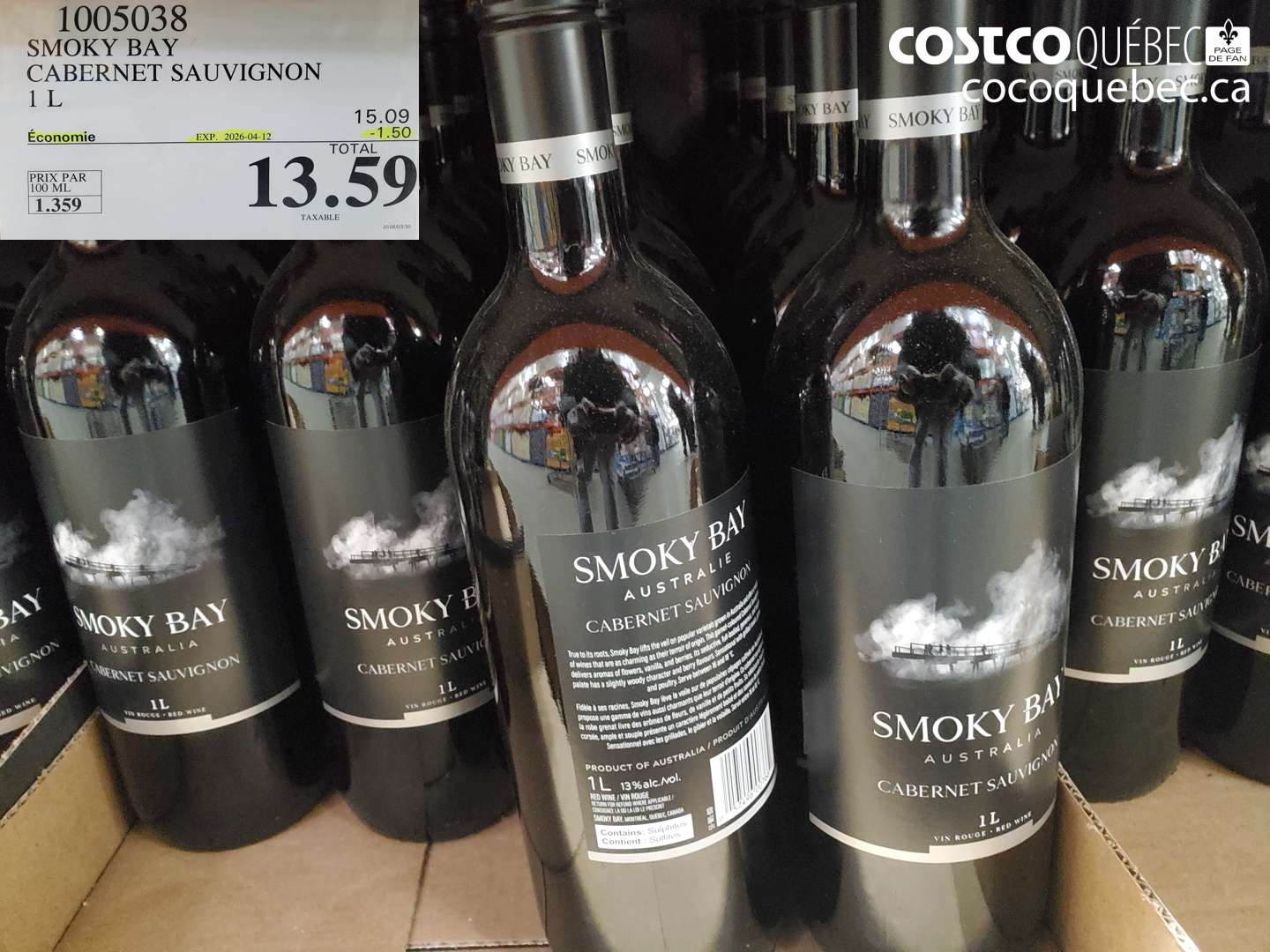 1005038 SMOKY BAY CABERNET SAUVIGNON 1 L ($1.50 INSTANT SAVINGS EXPIRES ON 2026-04-12) $13.59
