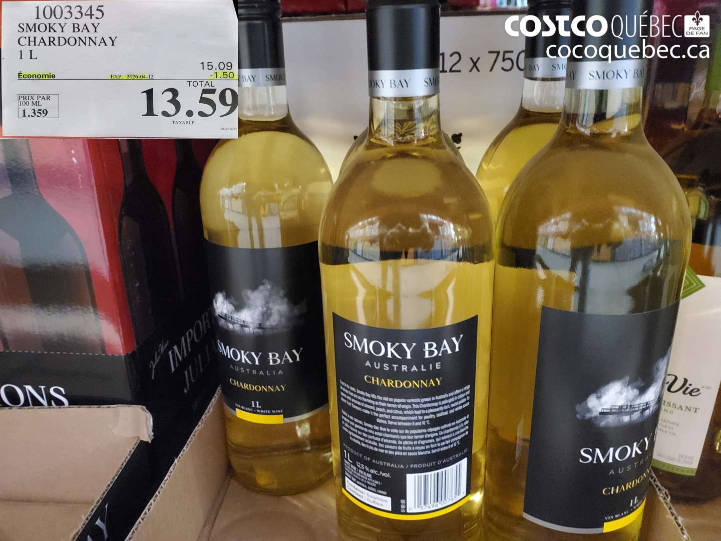 1003345 SMOKY BAY CHARDONNAY 1 L ($1.50 INSTANT SAVINGS EXPIRES ON 2026-04-12) $13.59