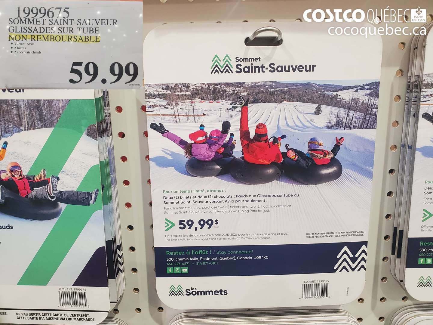 1999675 SOMMET SAINT-SAUVEUR GLISSADES SUR TUBE NON-REMBOURSABLE $59.99