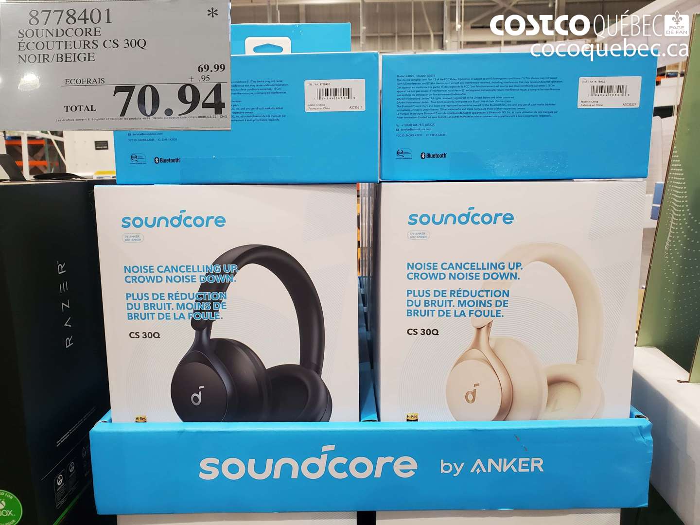 8778401 SOUNDCORE ÉCOUTEURS CS 30Q NOIR/BEIGE $70.94