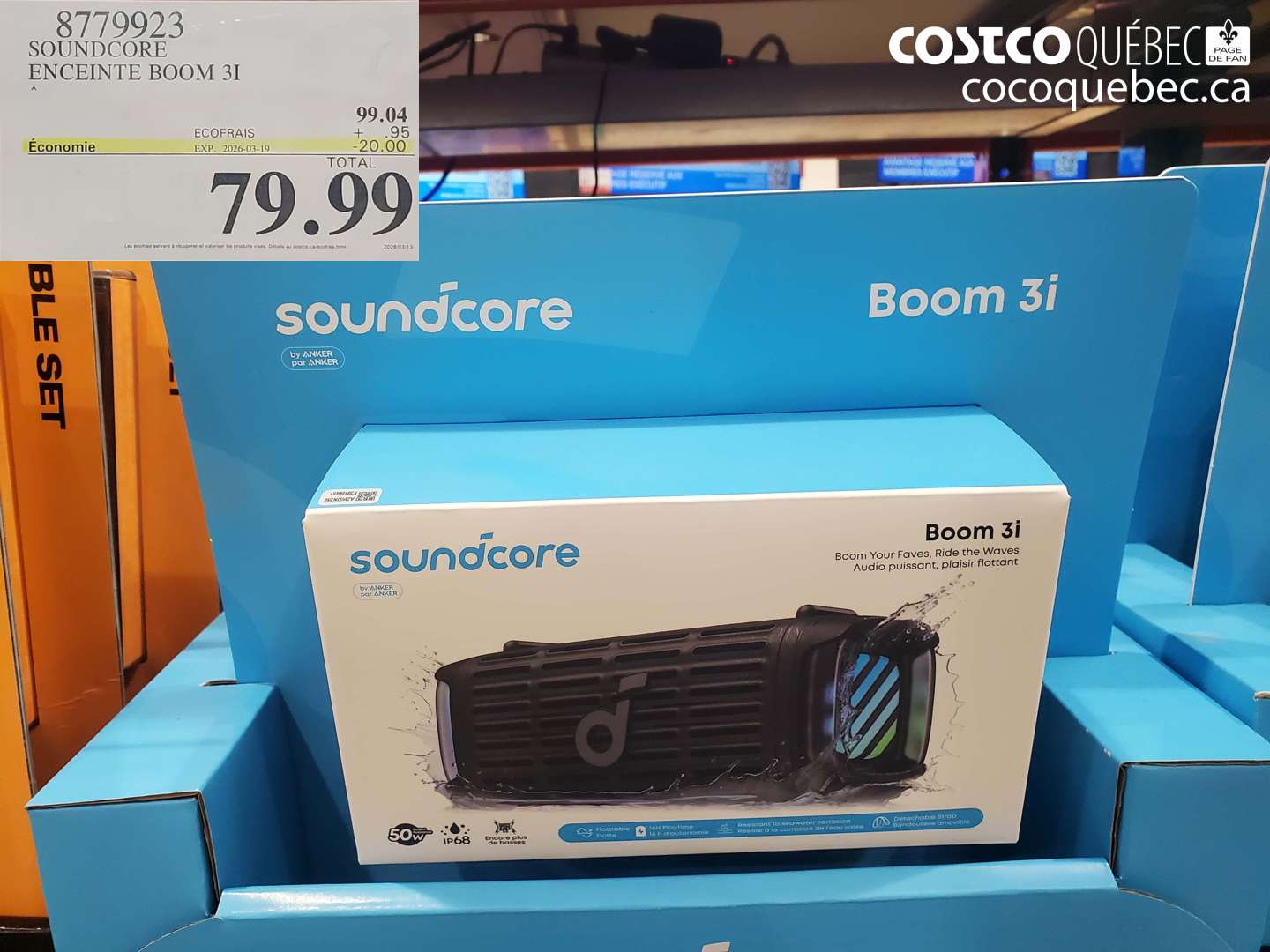 8779923 SOUNDCORE ENCEINTE BOOM 3I ($20.00 INSTANT SAVINGS EXPIRES ON 2026-03-19) $79.99
