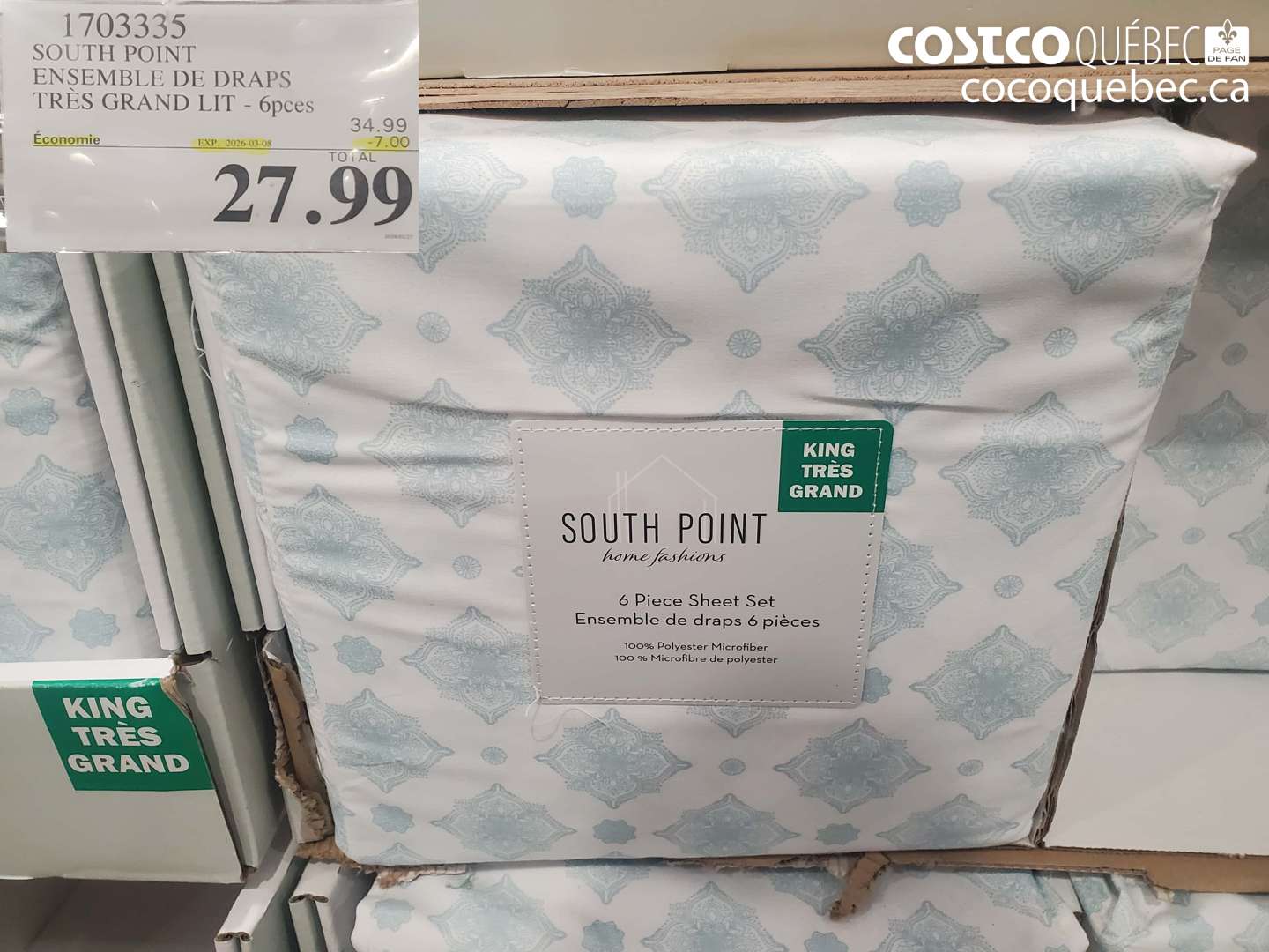 1703335 SOUTH POINT ENSEMBLE DE DRAPS TRÈS GRAND LIT - 6PCS ($7.00 INSTANT SAVINGS EXPIRES ON 2026-03-08) $27.99