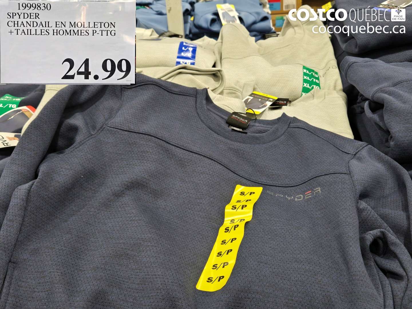 1999830 SPYDER CHANDAIL EN MOLLETON + TAILLES HOMMES P-TTG $24.99
