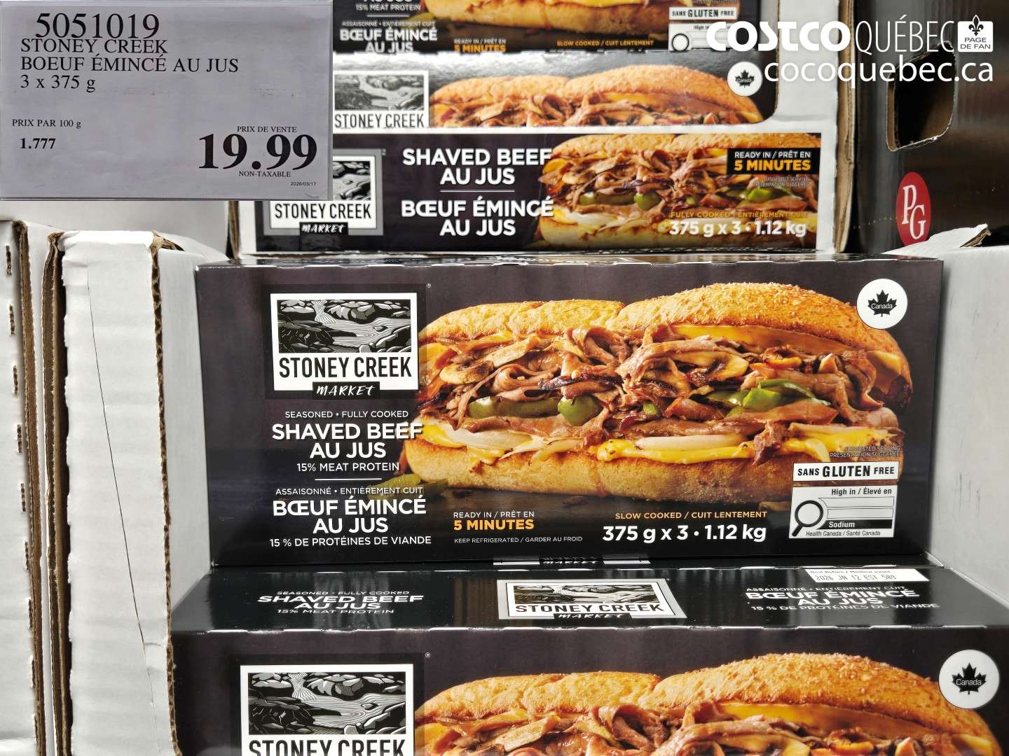 50510119 STONEY CREEK BOEUF ÉMINCÉ AU JUS 3 X 375 G $19.99