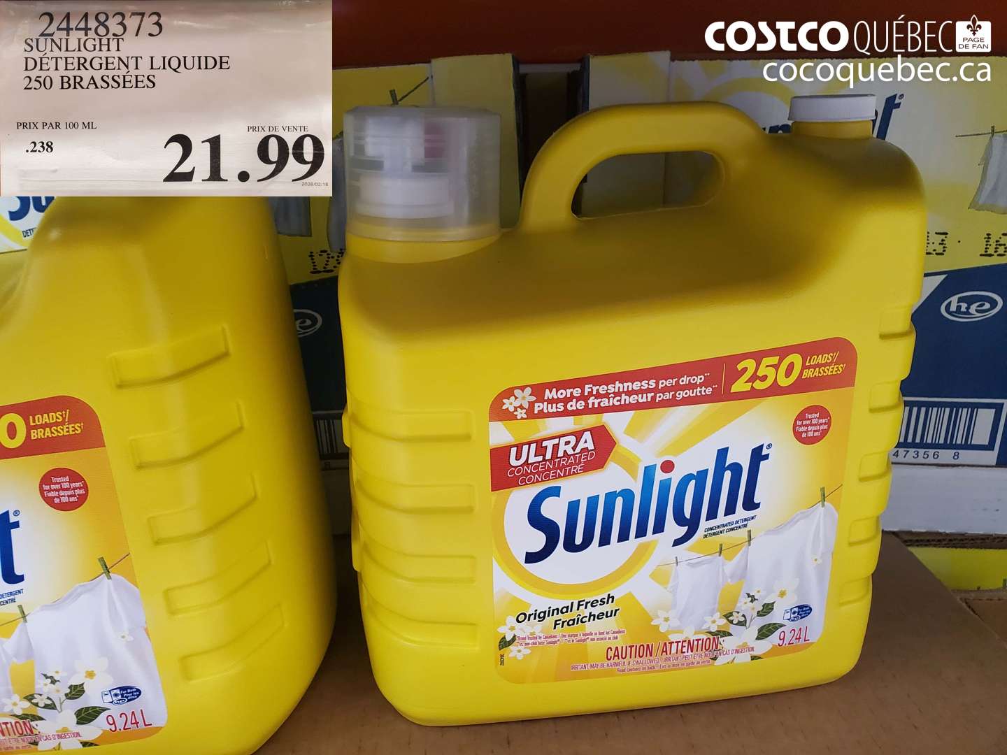 2448373 SUNLIGHT DÉTERGENT LIQUIDE 250 BRASSÉES $21.99