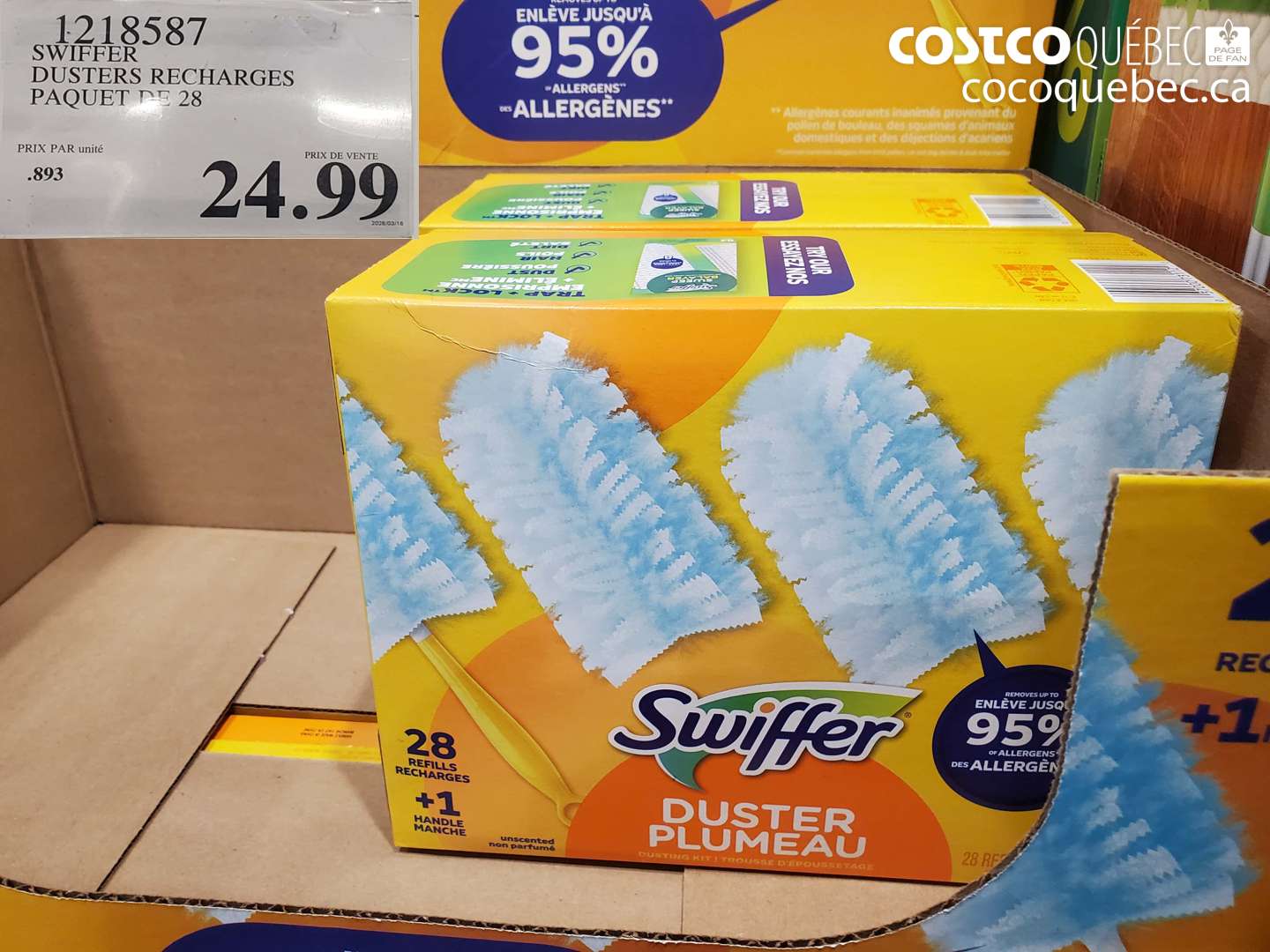 1218587 SWIFFER DUSTERS RECHARGES PAQUET DE 28 (EXPIRES ON 2026-03-16) $24.99