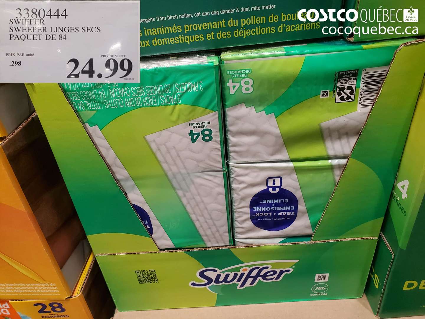 3380444 SWIFFER SWEEPER LINGES SECS PAQUET DE 84 $24.99