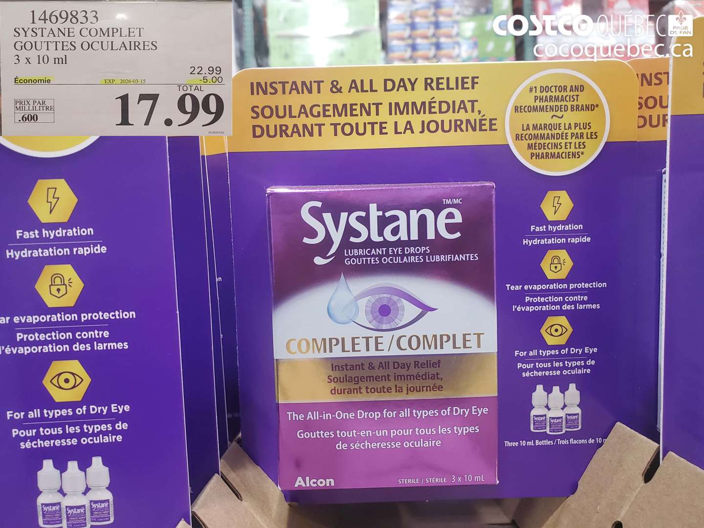1469833 SYSTANE COMPLET GOUTTES OCULAIRES 3 X 10 ML ($5.00 INSTANT SAVINGS EXPIRES ON 2026-03-15) $17.99