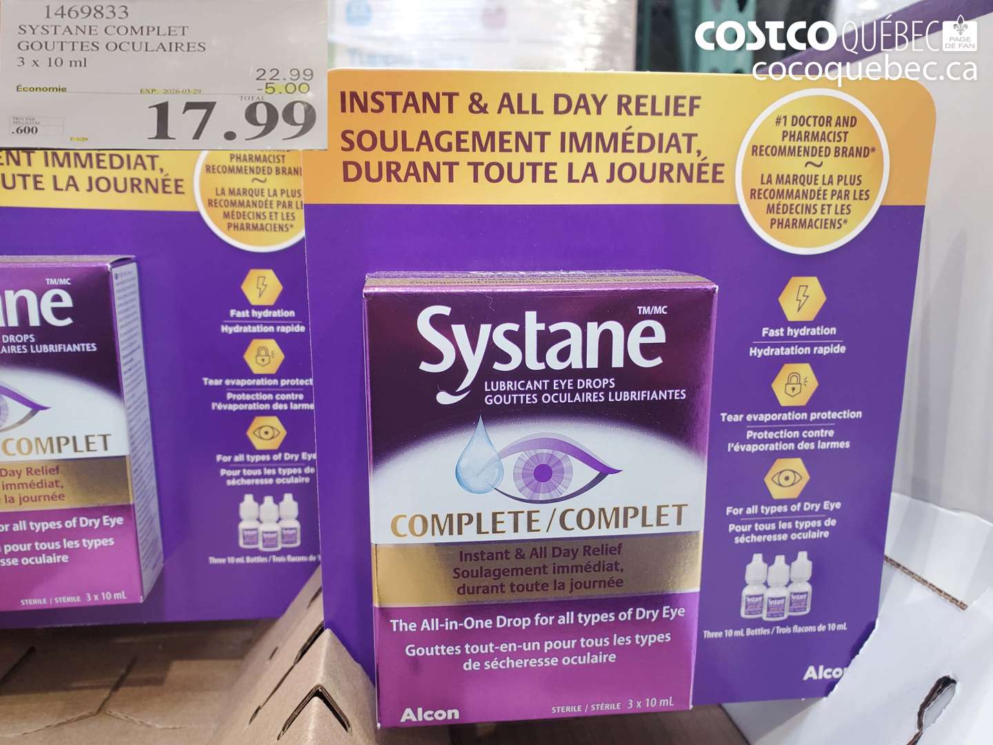 1469833 SYSTANE COMPLET GOUTTES OCULAIRES 3 X 10 ML ($5.00 INSTANT SAVINGS EXPIRES ON 2026-03-29) $17.99