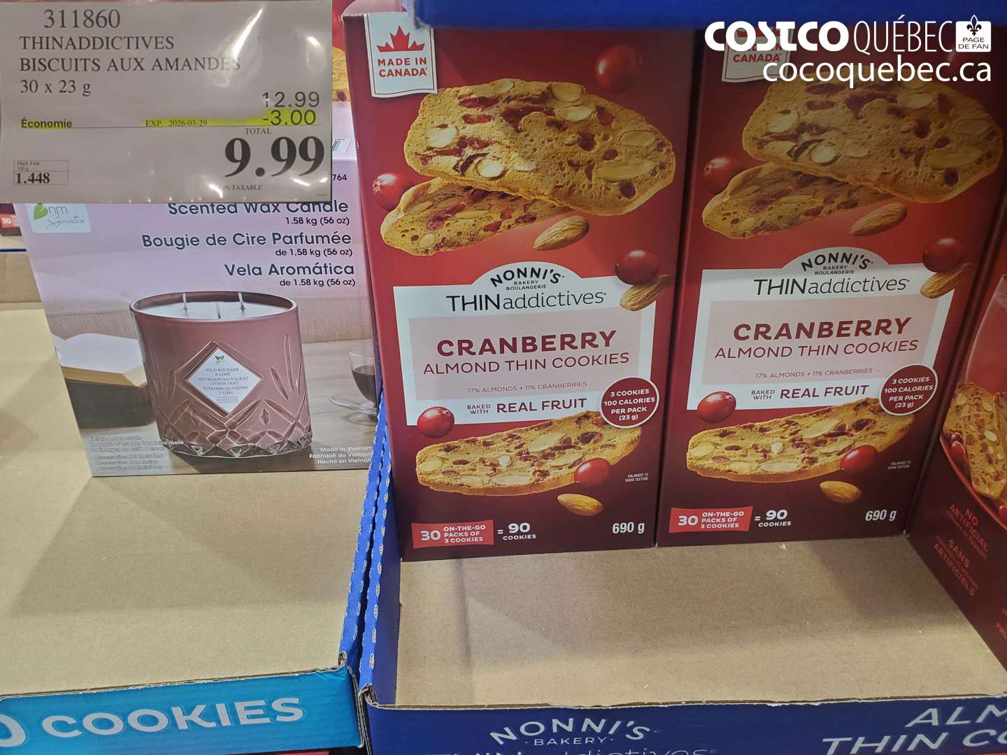 311860 THINADDICTIVES BISCUITS AUX AMANDES 30 X 23 G ($3.00 INSTANT SAVINGS EXPIRES ON 2026-03-29) $9.99