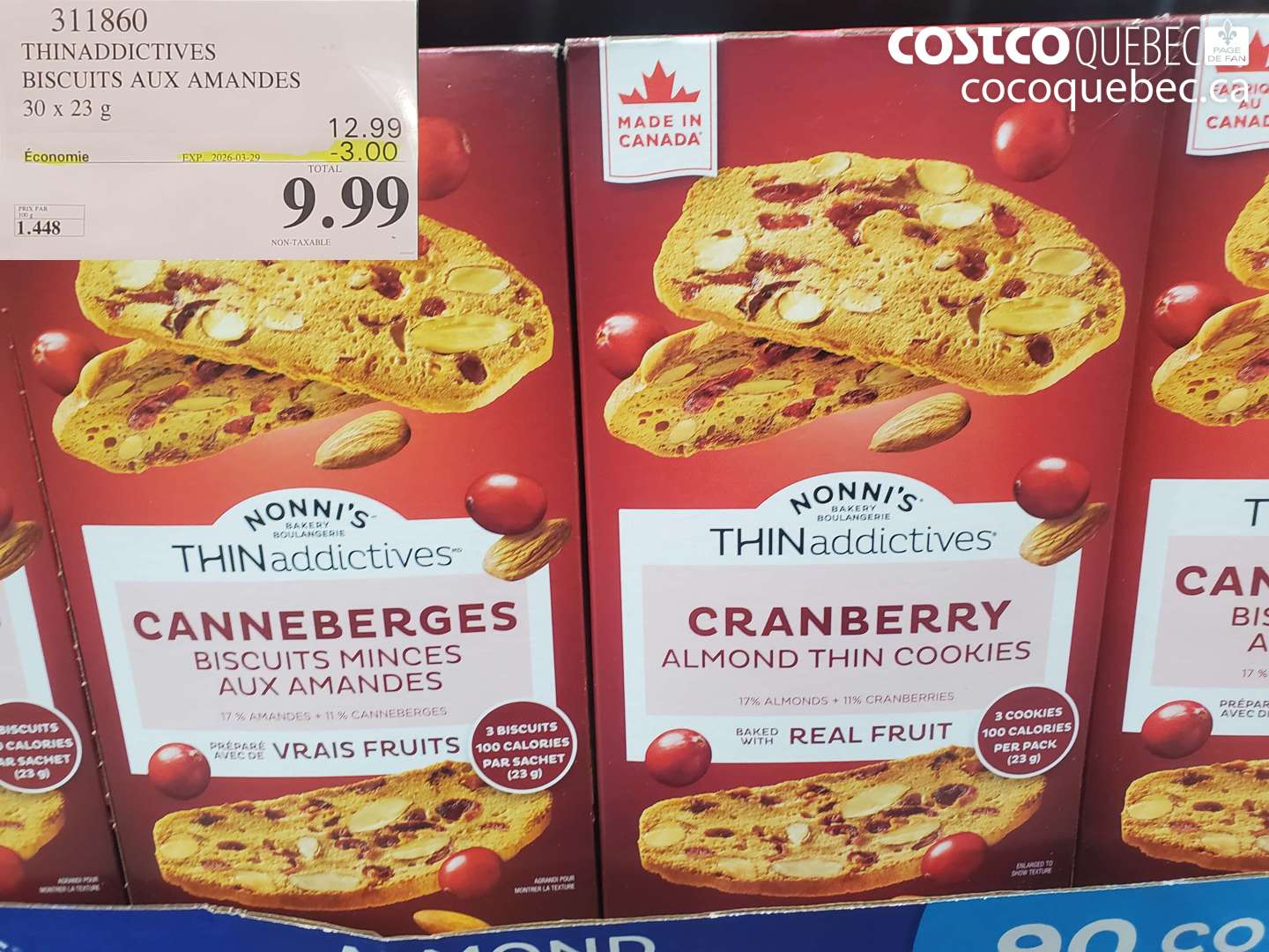 311860 THINADDICTIVES BISCUITS AUX AMANDES 30 X 23 G ($3.00 INSTANT SAVINGS EXPIRES ON 2026-03-29) $9.99