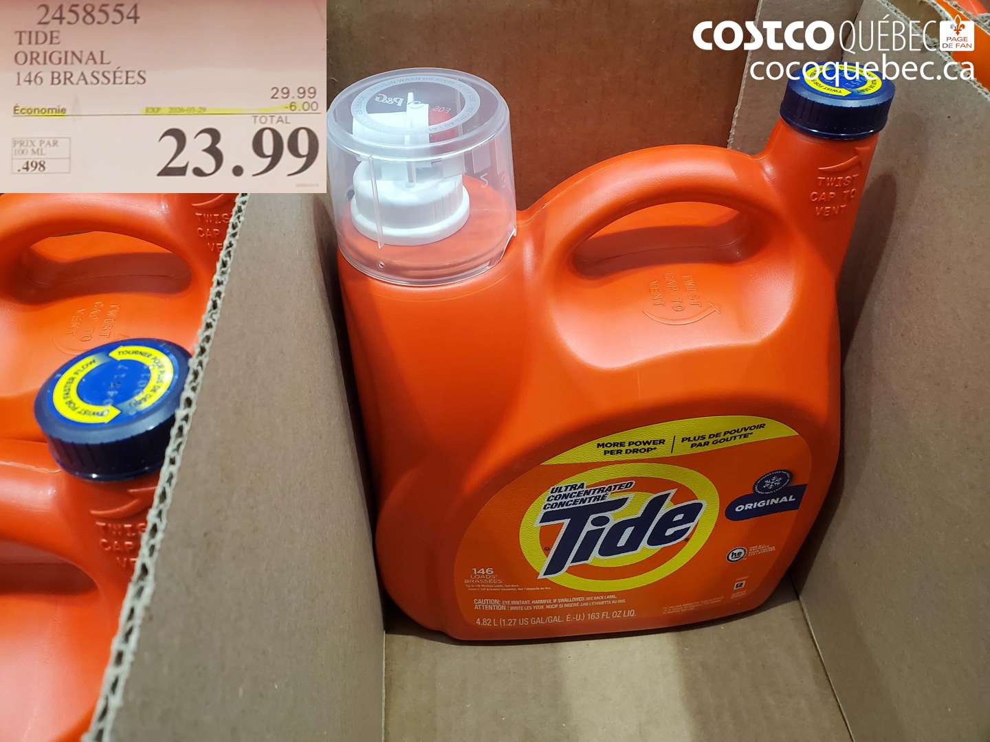 2458554 TIDE ORIGINAL 146 BRASSÉES ($6.00 INSTANT SAVINGS EXPIRES ON 2026-03-29) $23.99