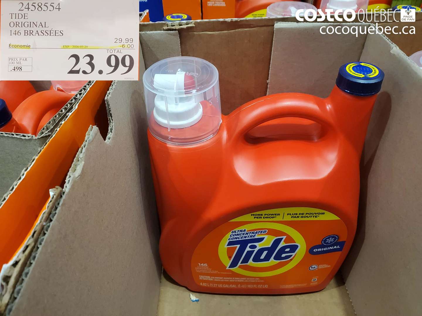 2458554 TIDE ORIGINAL 146 BRASSÉES ($6.00 INSTANT SAVINGS EXPIRES ON 2026-03-29) $23.99