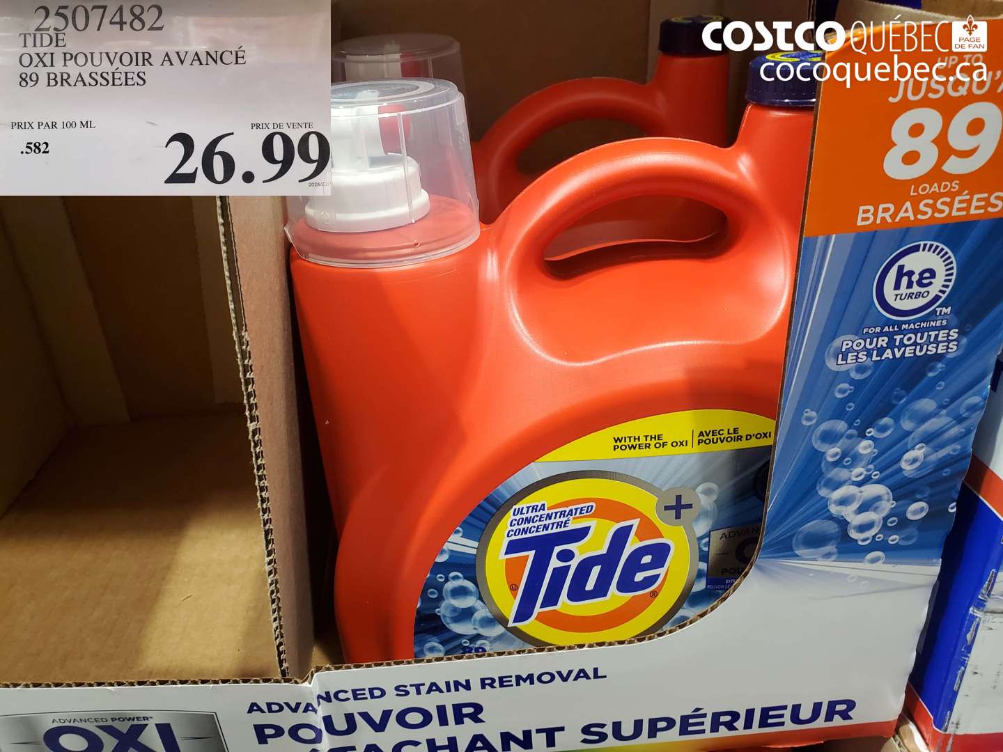 2507482 TIDE OXI POUVOIR AVANCÉ 89 BRASSÉES $26.99