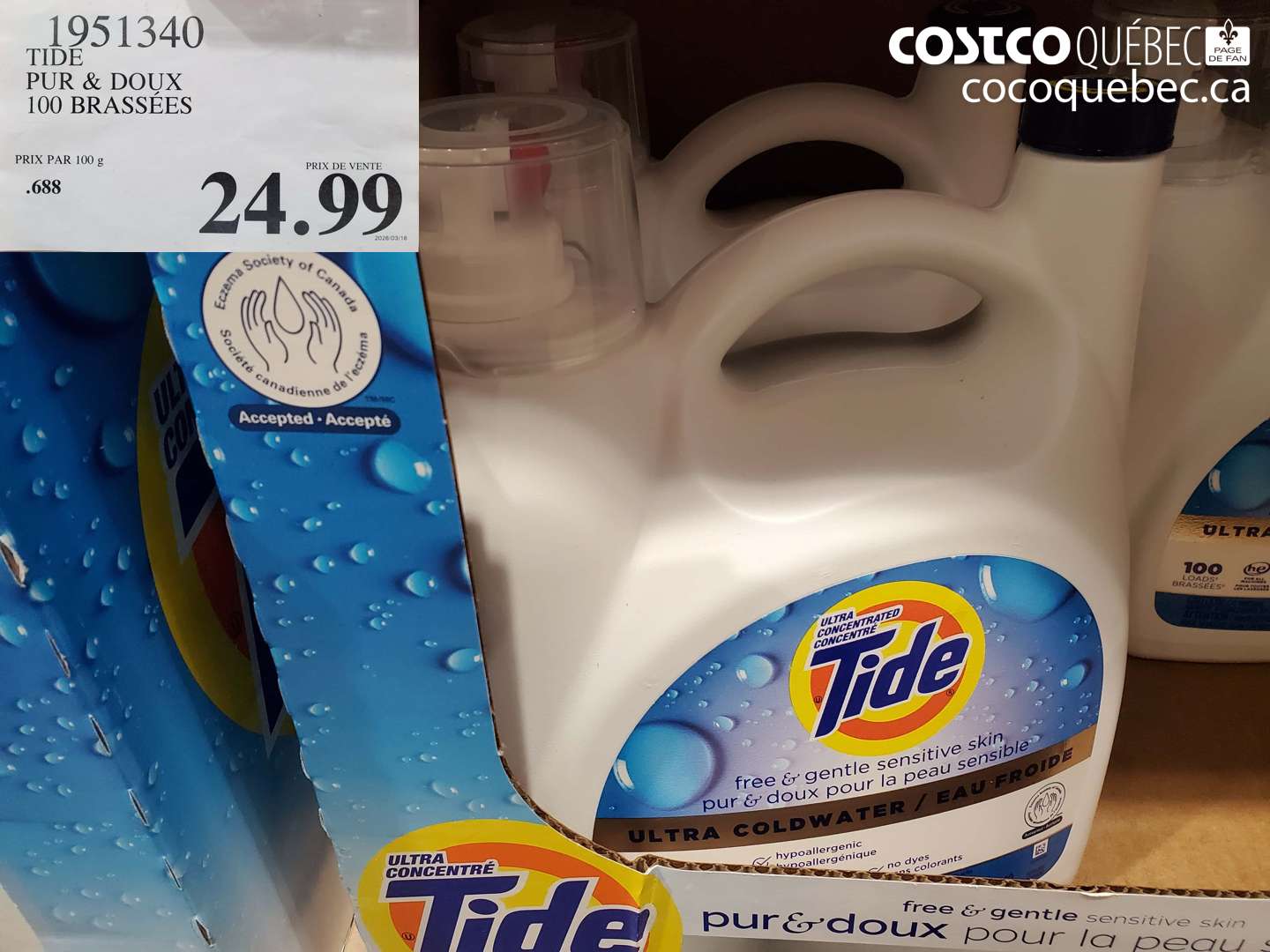 1951340 TIDE PUR & DOUX 100 BRASSÉES $24.99