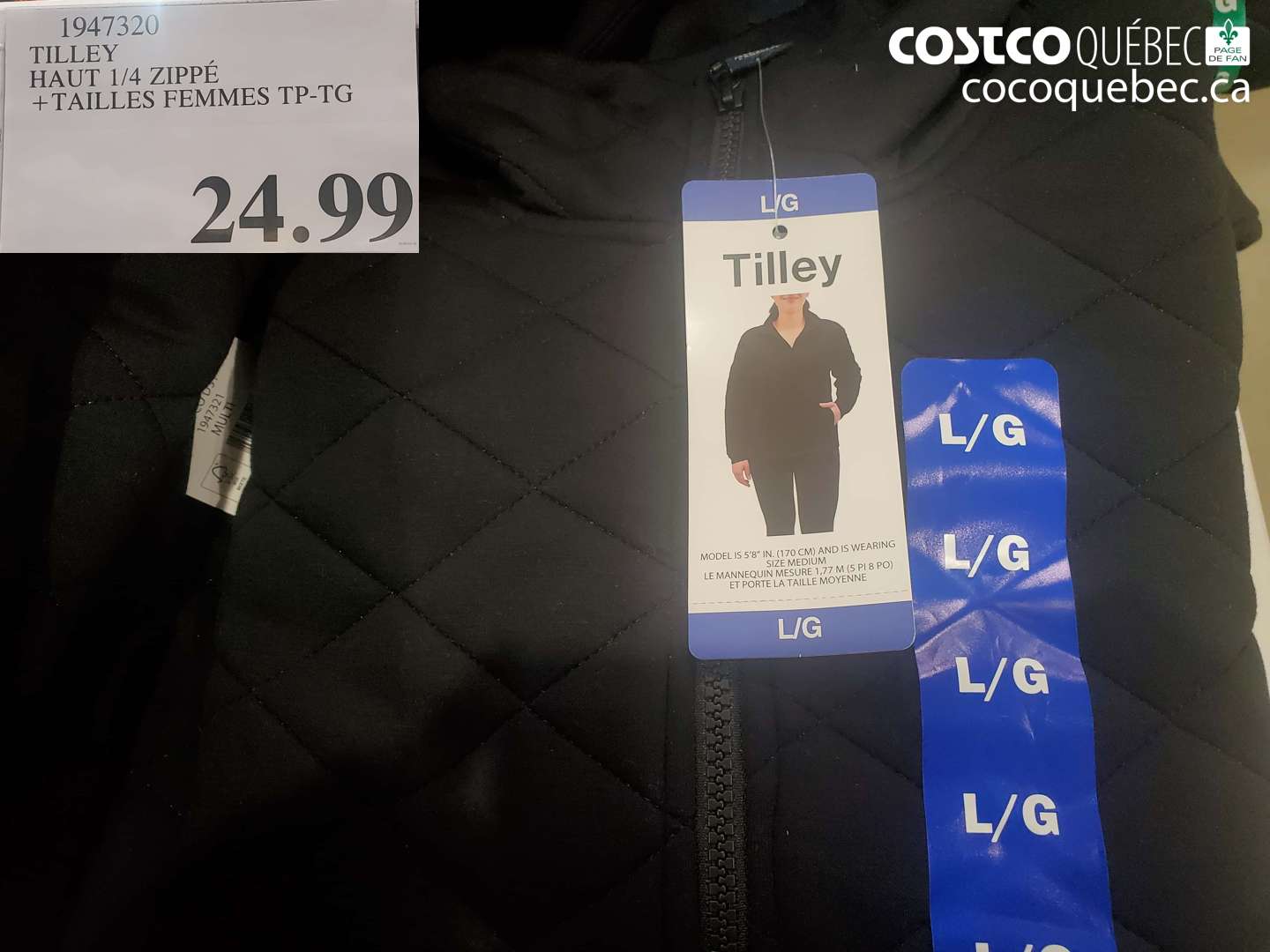 1947320 TILLEY HAUT 1/4 ZIPPÉ + TAILLES FEMMES TP-TG $24.99