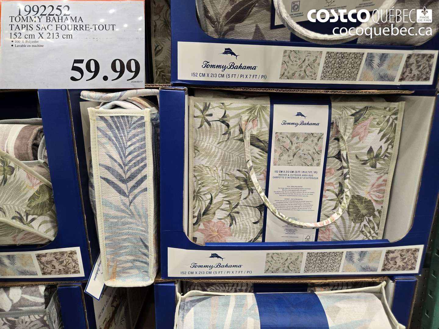 1992252 TOMMY BAHAMA TAPIS SAC FOURRE-TOUT 152 CM X 213 CM $59.99