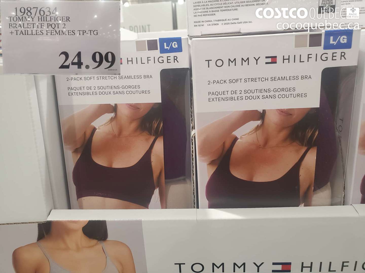 1987634 TOMMY HILFIGER BRALETTE PQT 2 + TAILLES FEMMES TP-TG $24.99