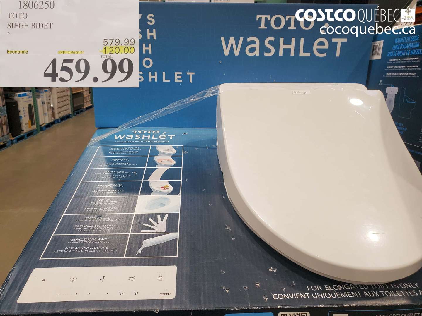 1806250 TOTO SIEGE BIDET ($120.00 INSTANT SAVINGS EXPIRES ON 2026-03-29) $459.99