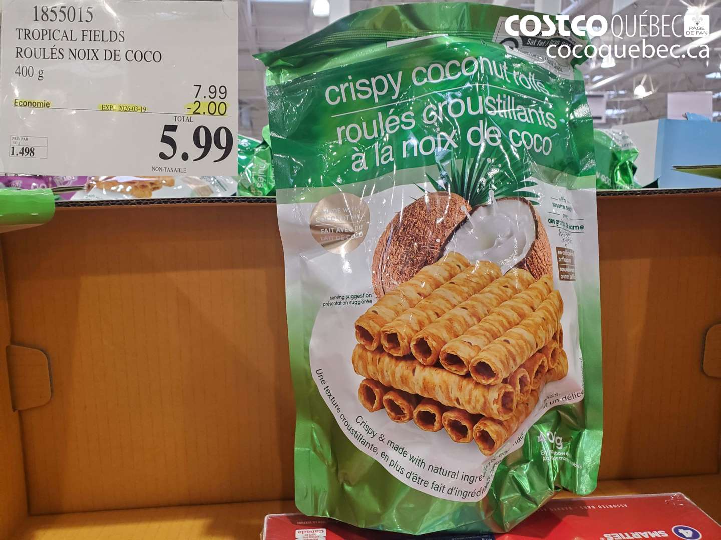1855015 TROPICAL FIELDS ROULÉS NOIX DE COCO ($2.00 INSTANT SAVINGS EXPIRES ON 2026-03-19) $5.99