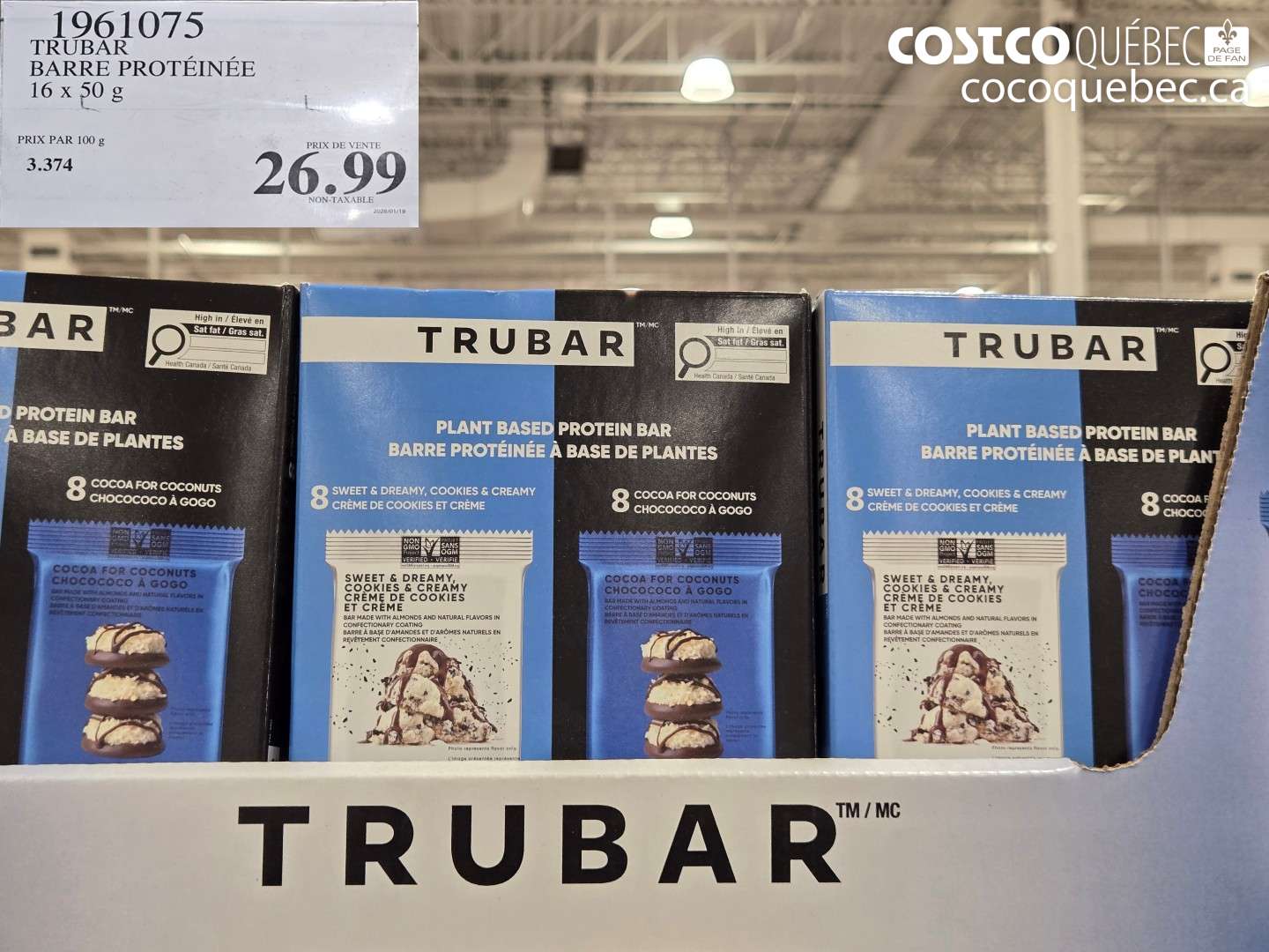 1961075 TRUBAR BARRE PROTEINEE 16 X 50 G $26.99