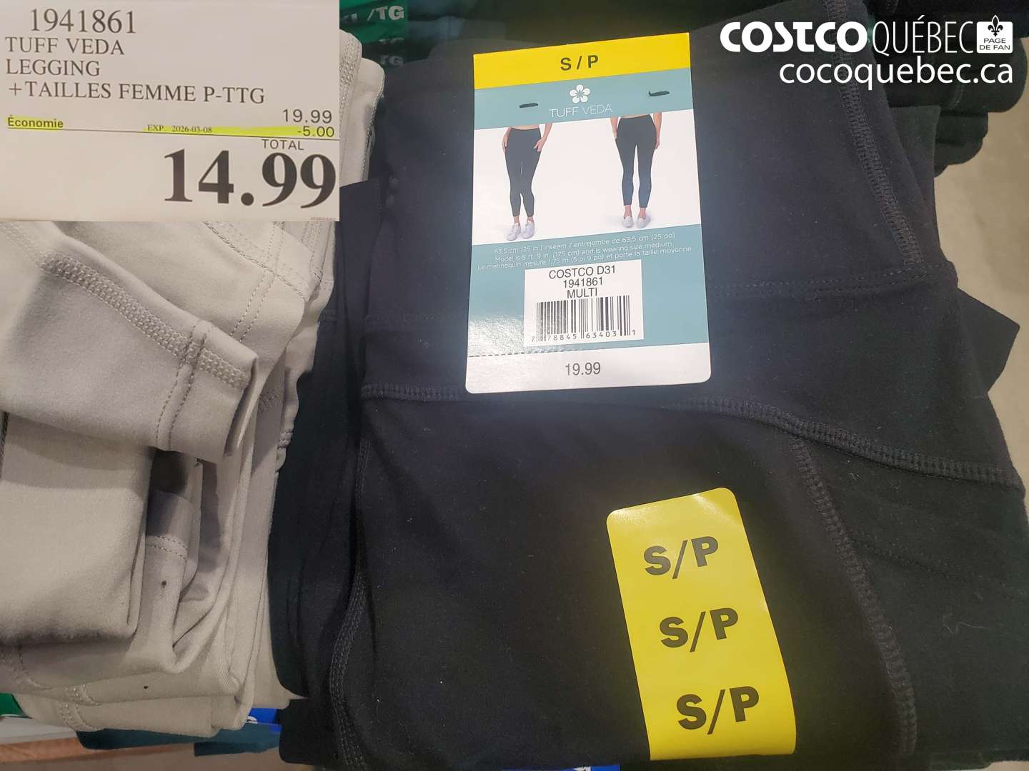 1941861 TUFF VEDA LEGGING +TAILLES FEMME P-TTG ($5.00 INSTANT SAVINGS EXPIRES ON 2026-03-08) $14.99