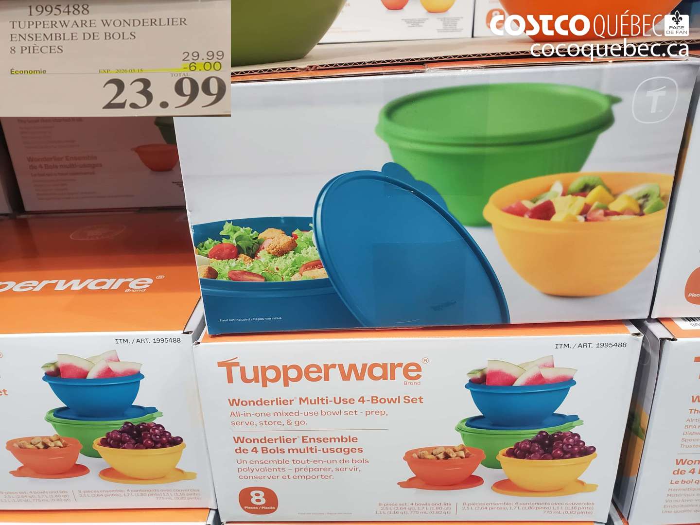 1995488 TUPPERWARE WONDERLIER ENSEMBLE DE BOLS 8 PIECES ($6.00 INSTANT SAVINGS EXPIRES ON 2026-03-15) $23.99