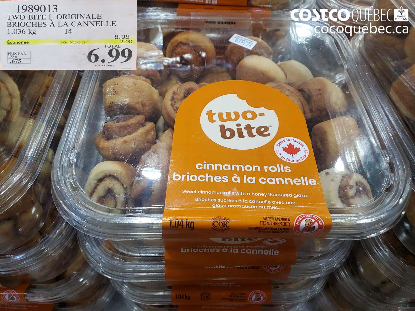 1989013 TWO-BITE L'ORIGINALE BRIOCHES A LA CANNELLE ($2.00 INSTANT SAVINGS EXPIRES ON 2026-03-22) $6.99