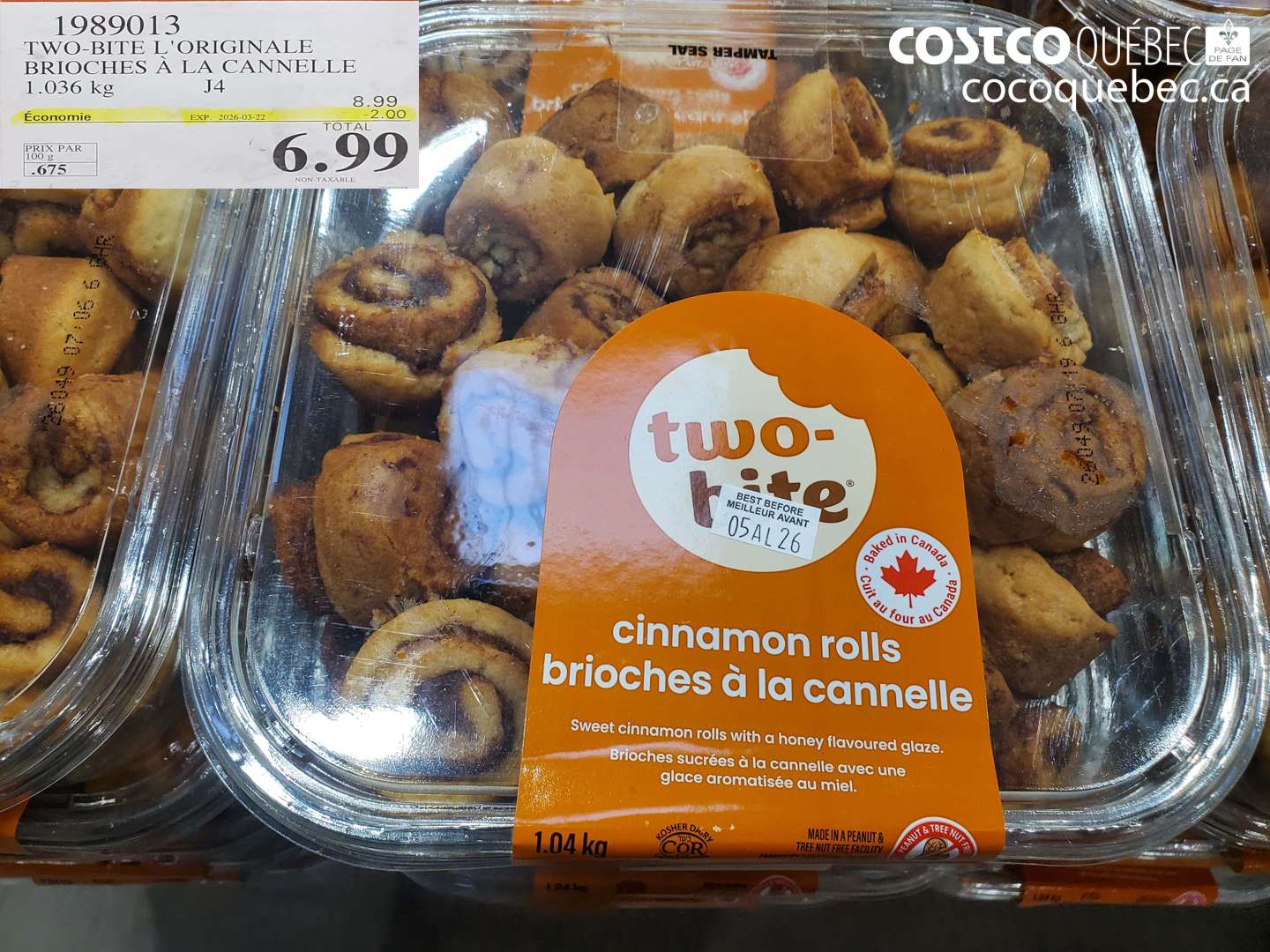 1989013 TWO-BITE L'ORIGINALE BRIOCHES A LA CANNELLE ($2.00 INSTANT SAVINGS EXPIRES ON 2026-03-22) $6.99