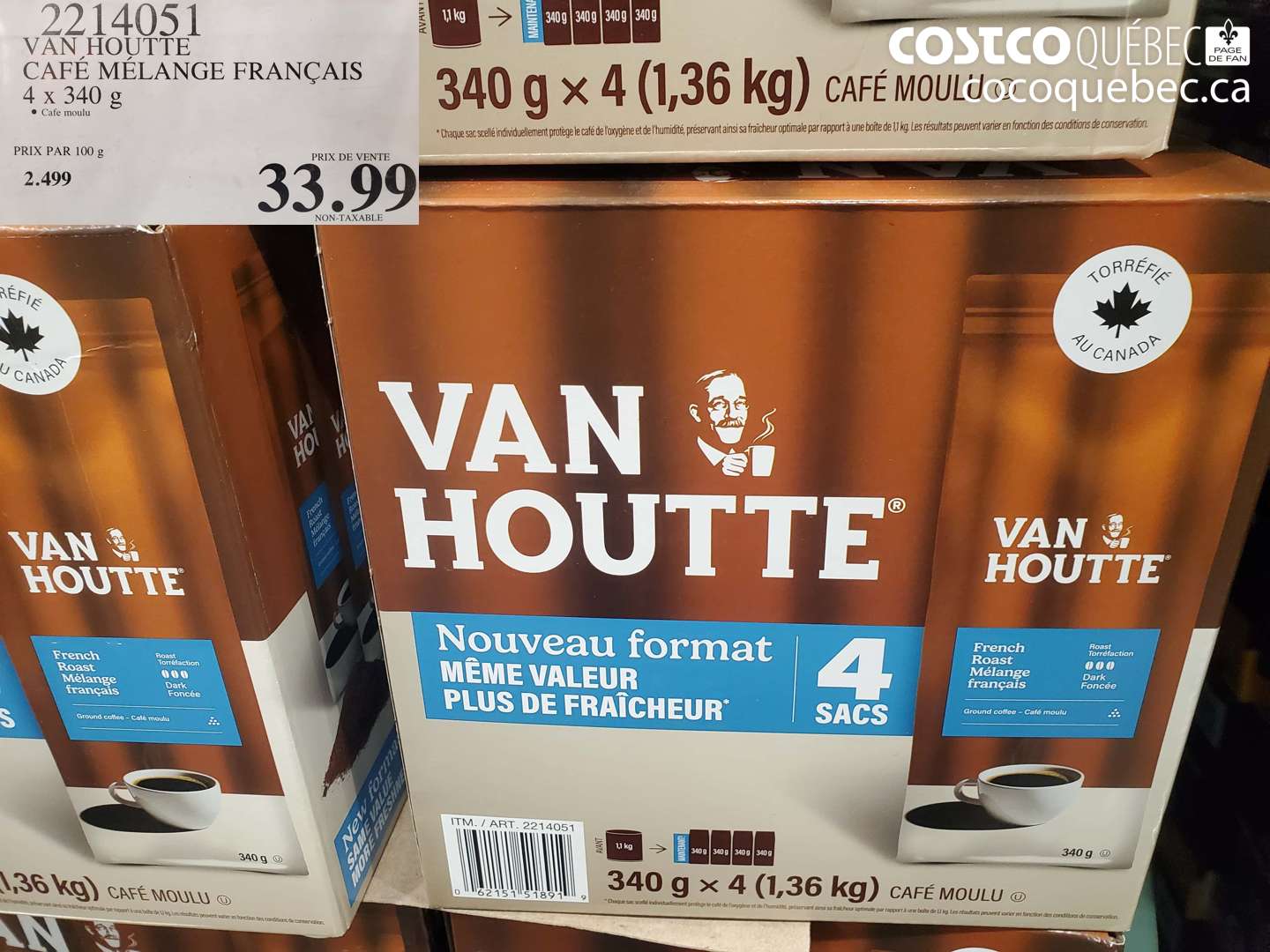2214051 VAN HOUTTE CAFE MELANGE FRANCAIS 4 X 340 G $33.99