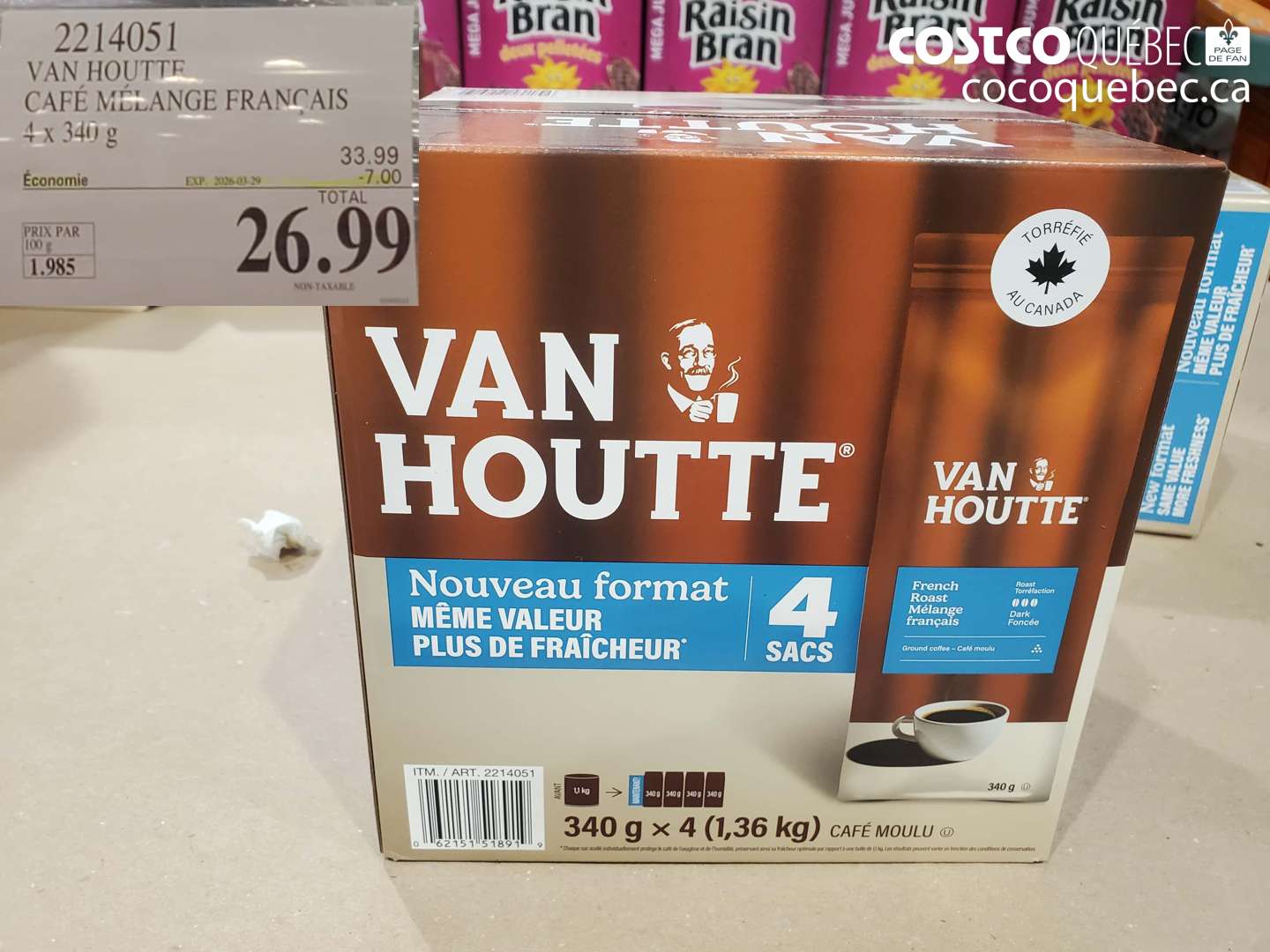 2214051 VAN HOUTTE CAFÉ MÉLANGE FRANÇAIS 4 X 340 G ($7.00 INSTANT SAVINGS EXPIRES ON 2026-03-29) $26.99