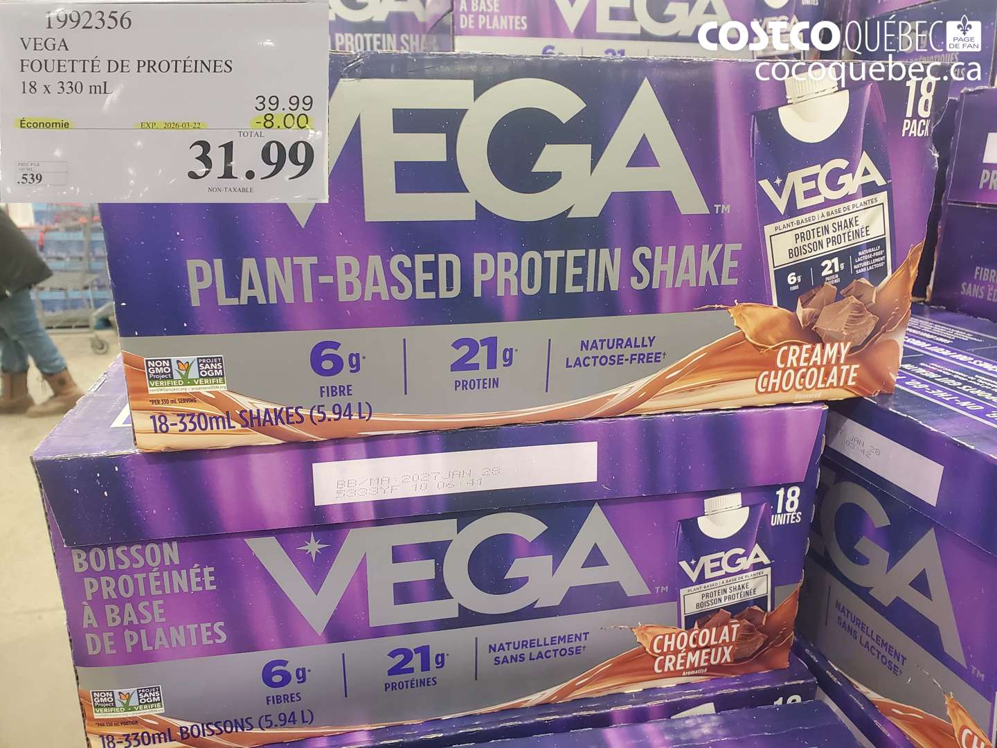 1992356 VEGA FOUETTÉ DE PROTÉINES 18 X 330 ML ($8.00 INSTANT SAVINGS EXPIRES ON 2026-03-22) $31.99