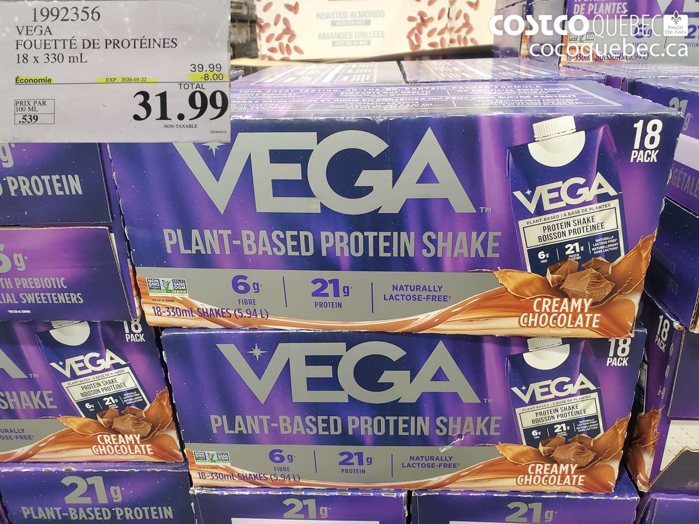 1992356 VEGA FOUETTÉ DE PROTÉINES 18 X 330 ML ($8.00 INSTANT SAVINGS EXPIRES ON 2026-03-22) $31.99