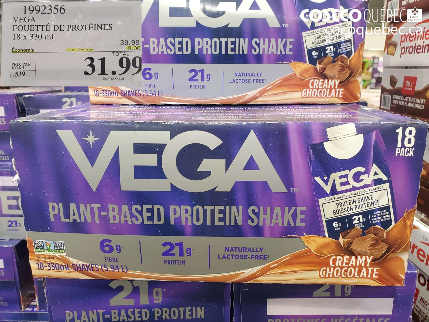 1992356 VEGA FOUETTÉ DE PROTÉINES 18 X 330 ML ($8.00 INSTANT SAVINGS EXPIRES ON 2026-03-29) $31.99