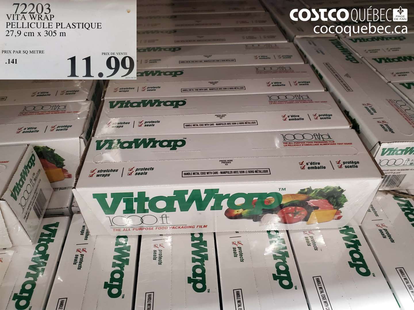 72203 VITA WRAP PELLICULE PLASTIQUE 27,9 CM X 305 M $11.99