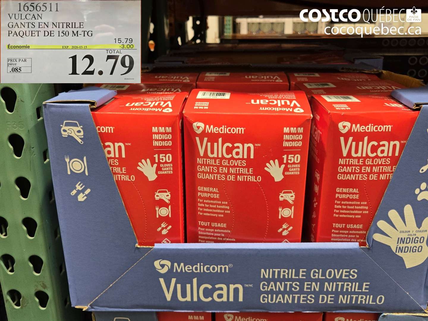 1656511 VULCAN GANTS EN NITRILE PAQUET DE 150 M-TG ($3.00 INSTANT SAVINGS EXPIRES ON 2026-03-15) $12.79