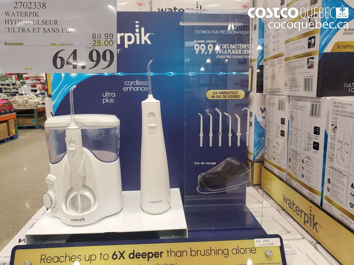 2702338 WATERPIK HYDROPULSEUR ULTRA ET SANS FIL ($25.00 INSTANT SAVINGS EXPIRES ON 2026-03-29) $64.99