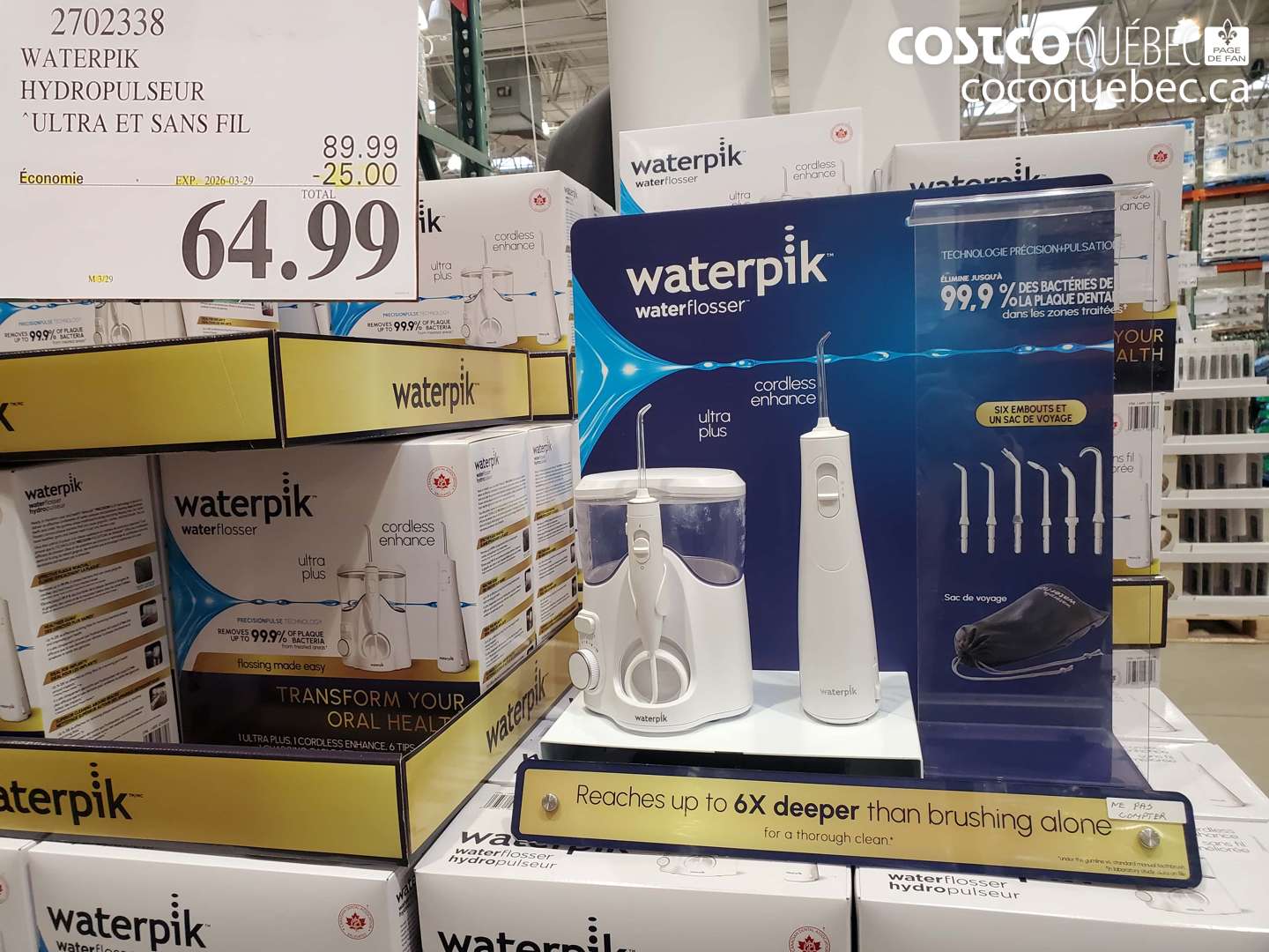 2702338 WATERPIK HYDROPULSEUR ULTRA ET SANS FIL ($25.00 INSTANT SAVINGS EXPIRES ON 2026-03-29) $64.99
