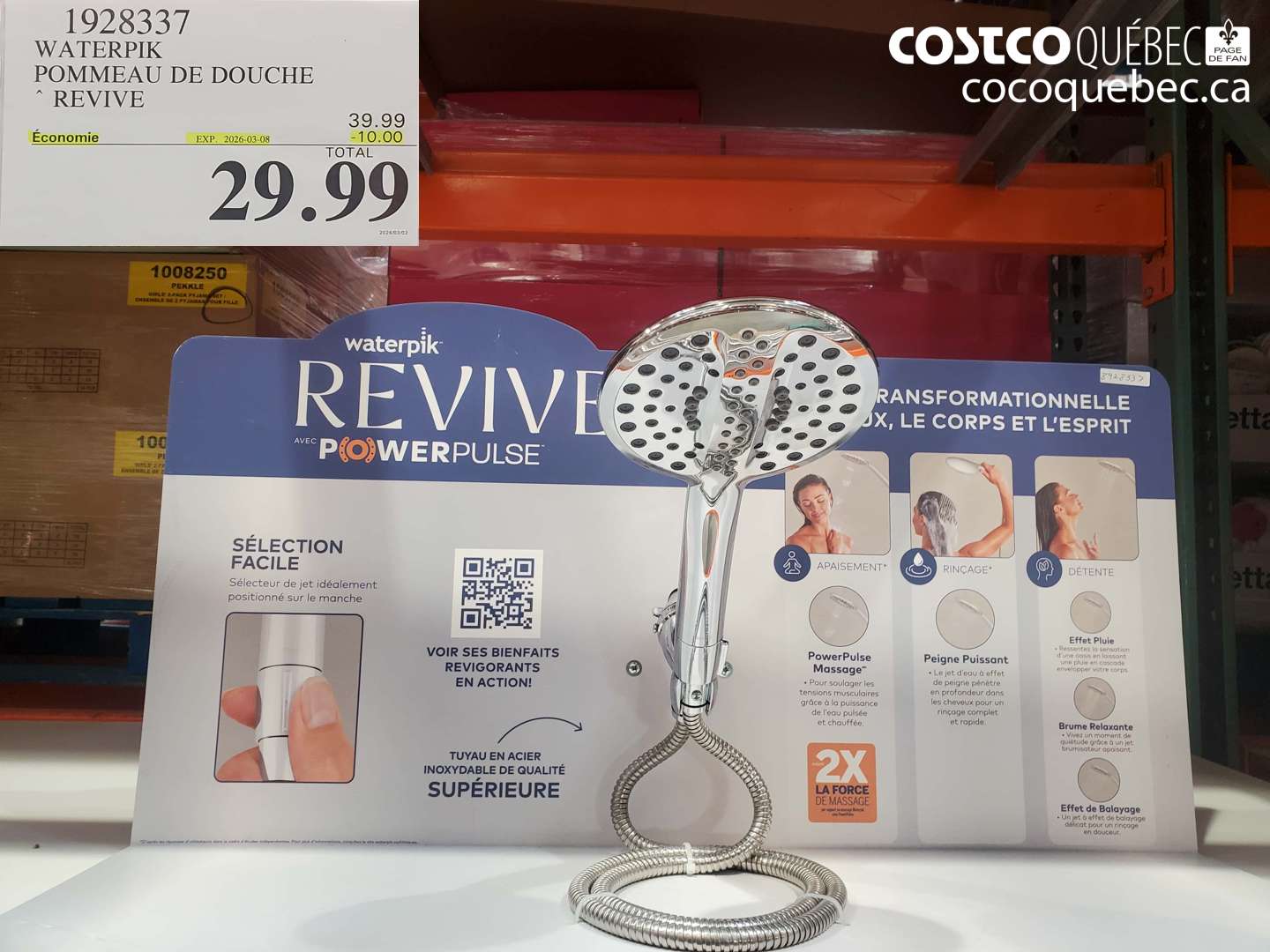 1928337 WATERPIK POMMEAU DE DOUCHE REVIVE ($10.00 INSTANT SAVINGS EXPIRES ON 2026-03-08) $29.99