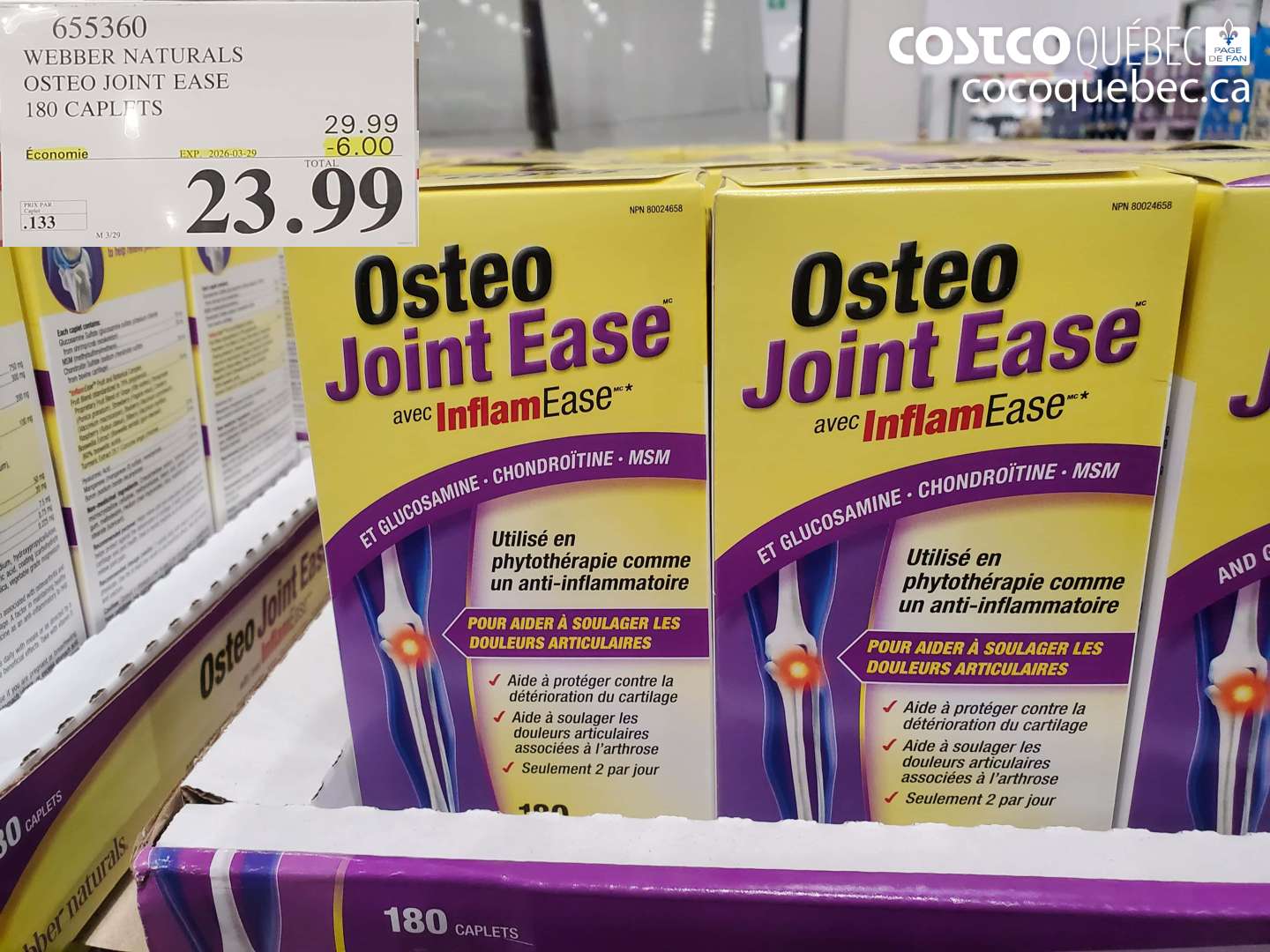 655360 WEBBER NATURALS OSTEO JOINT EASE 180 CAPLETS ($6.00 INSTANT SAVINGS EXPIRES ON 2026-03-29) $23.99