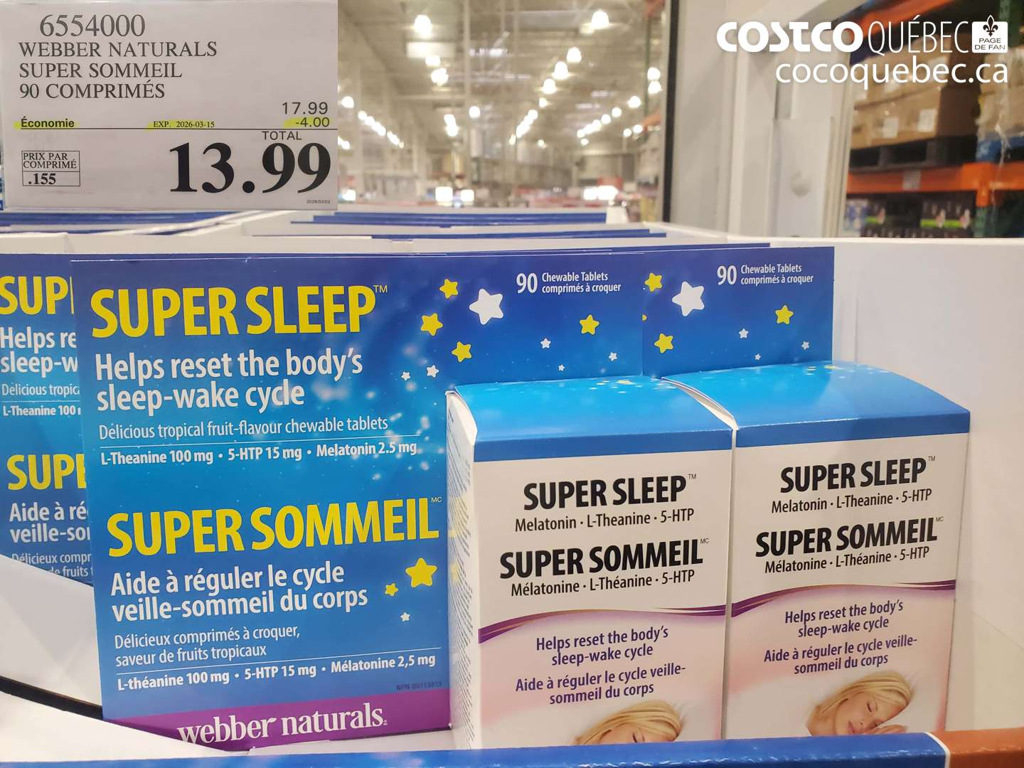 6554000 WEBBER NATURALS SUPER SOMMEIL 90 COMPRIMÉS ($4.00 INSTANT SAVINGS EXPIRES ON 2026-03-15) $13.99
