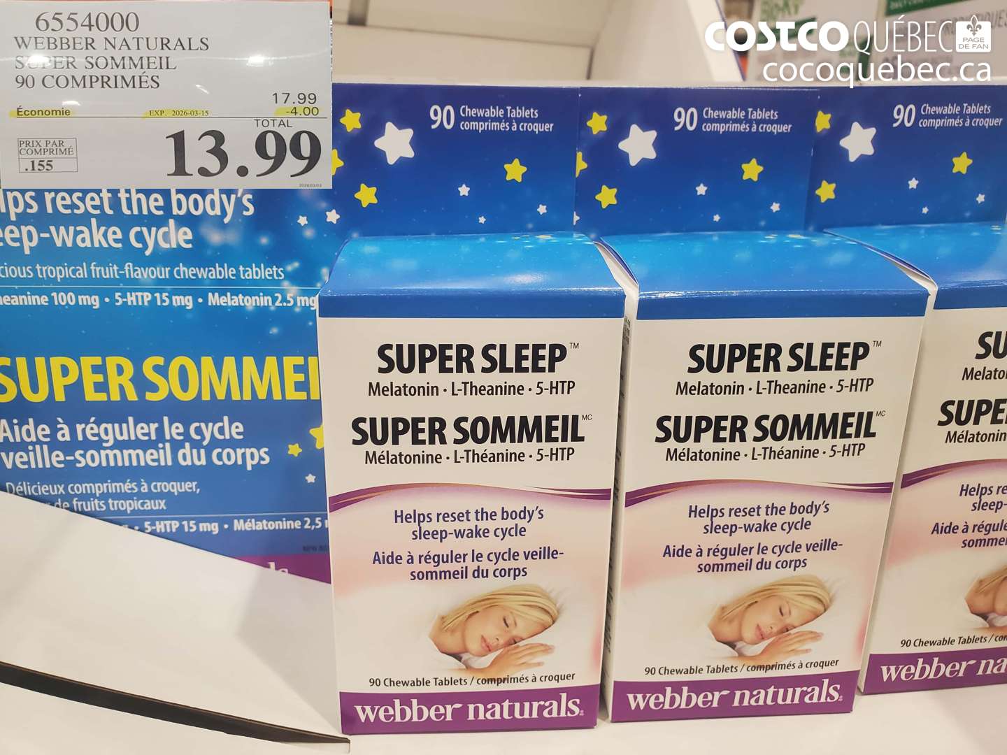 6554000 WEBBER NATURALS SUPER SOMMEIL 90 COMPRIMÉS ($4.00 INSTANT SAVINGS EXPIRES ON 2026-03-15) $13.99