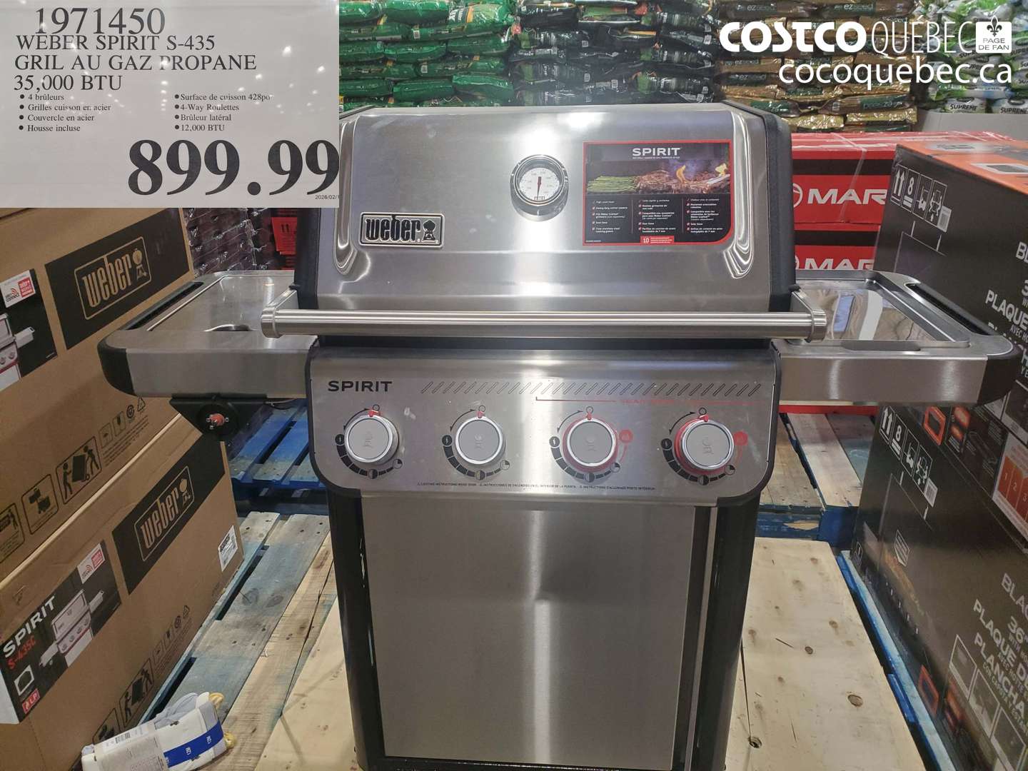 1971450 WEBER SPIRIT S-435 GRIL AU GAZ PROPANE 35,000 BTU $899.99