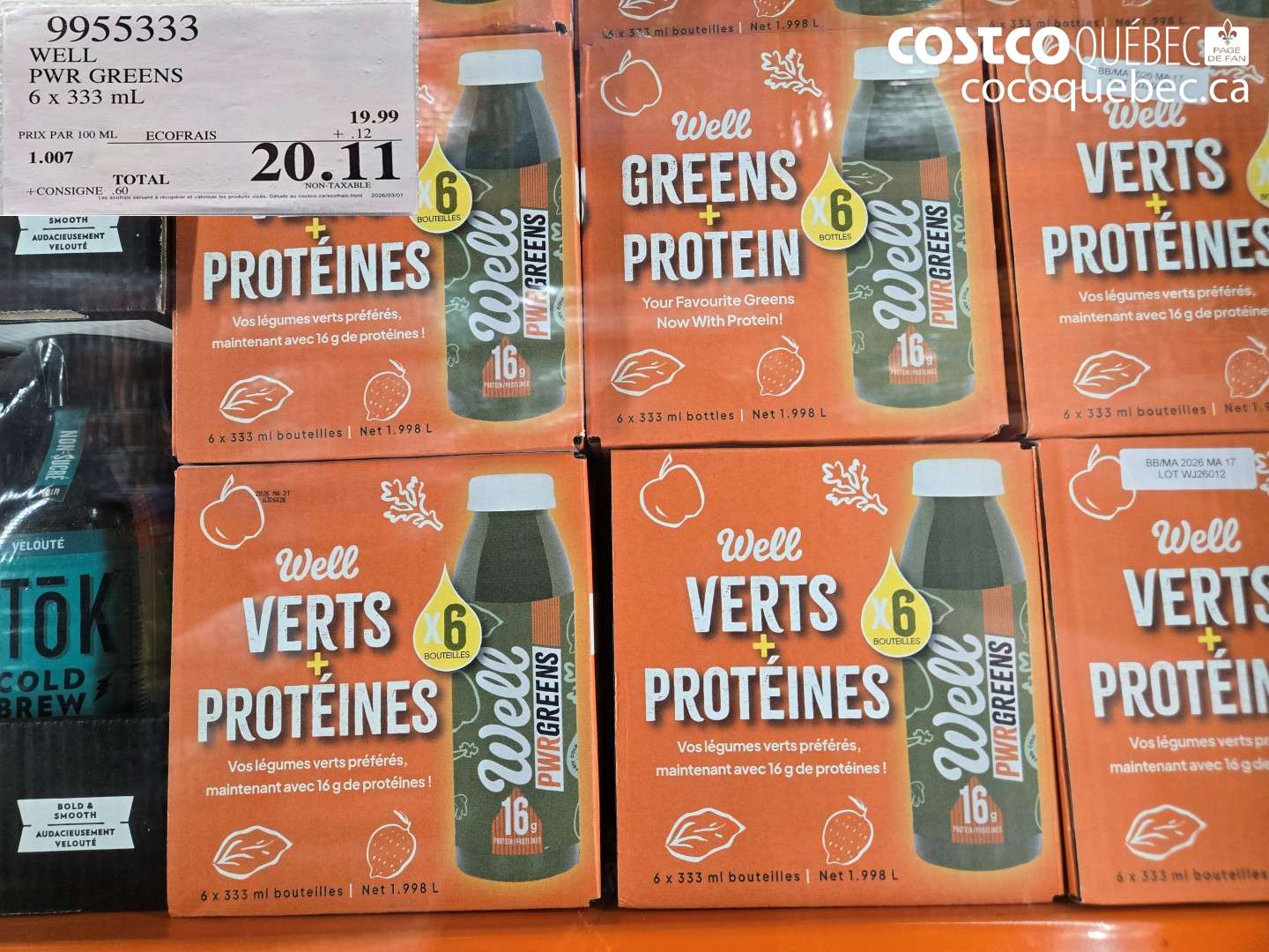 9955333 WELL PWR GREENS 6 X 333 ML $20.11