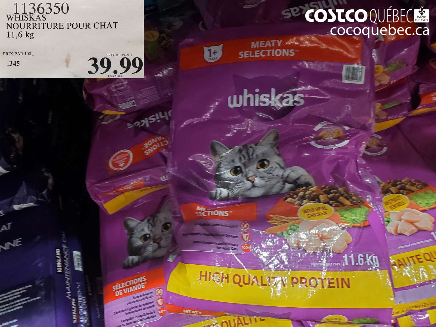 1136350 WHISKAS NOURRITURE POUR CHAT 11,6 KG $39.99