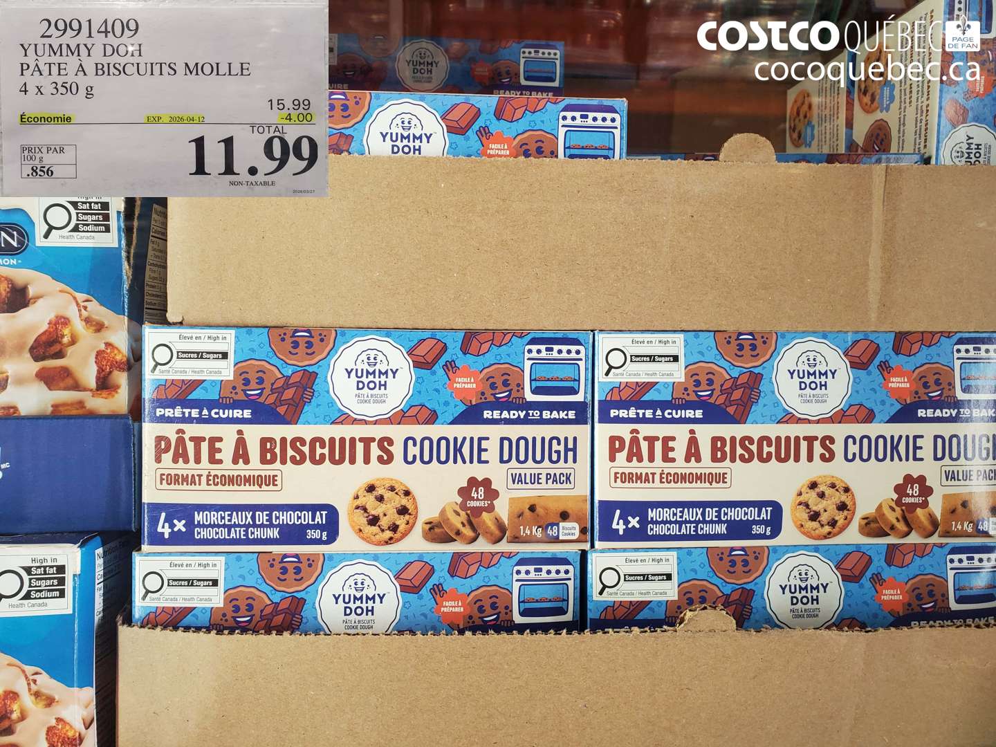 2991409 YUMMY DOH PÂTE À BISCUITS MOLLE 4 X 350 G ($4.00 INSTANT SAVINGS EXPIRES ON 2026-04-12) $11.99