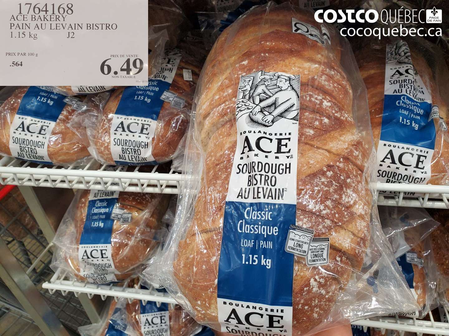1764168 ACE BAKERY PAIN AU LEVAIN BISTRO 1.15 KG $6.49