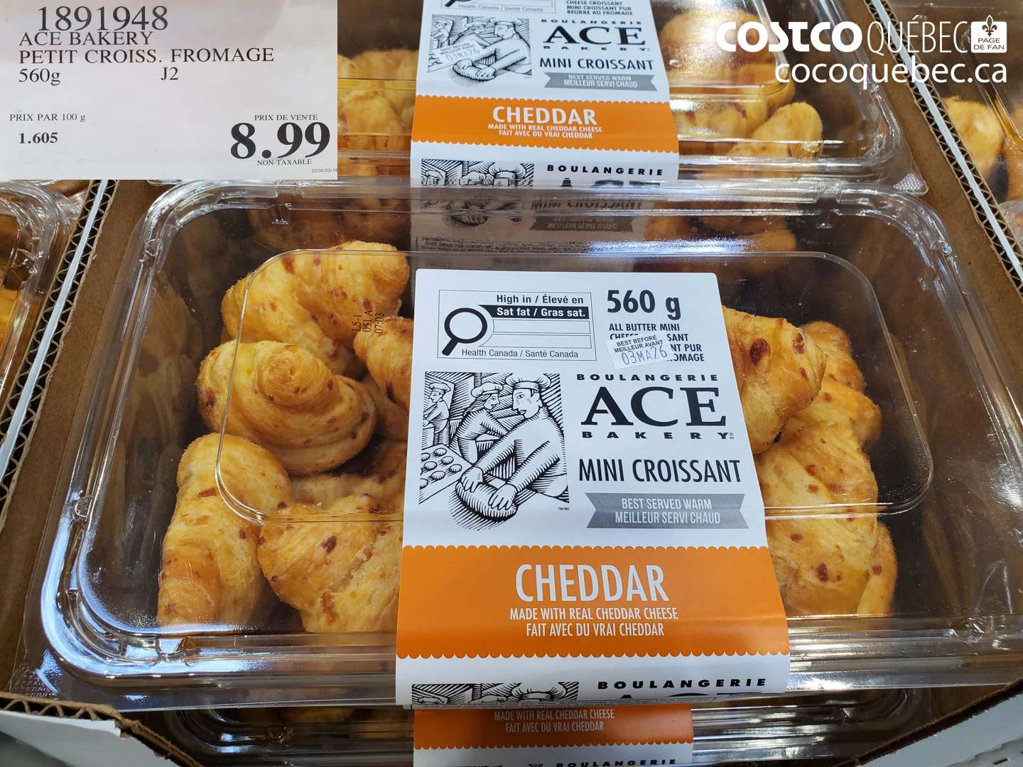 1891948 ACE BAKERY PETIT CROISS. FROMAGE 560G $8.99