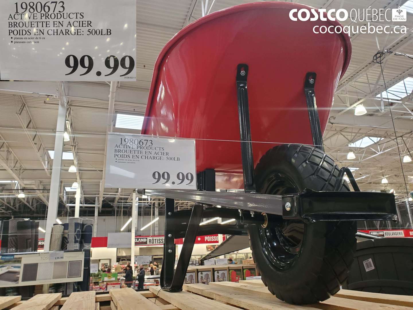 1980673 ACTIVE PRODUCTS BROUETTE EN ACIER POIDS EN CHARGE: 500LB $99.99