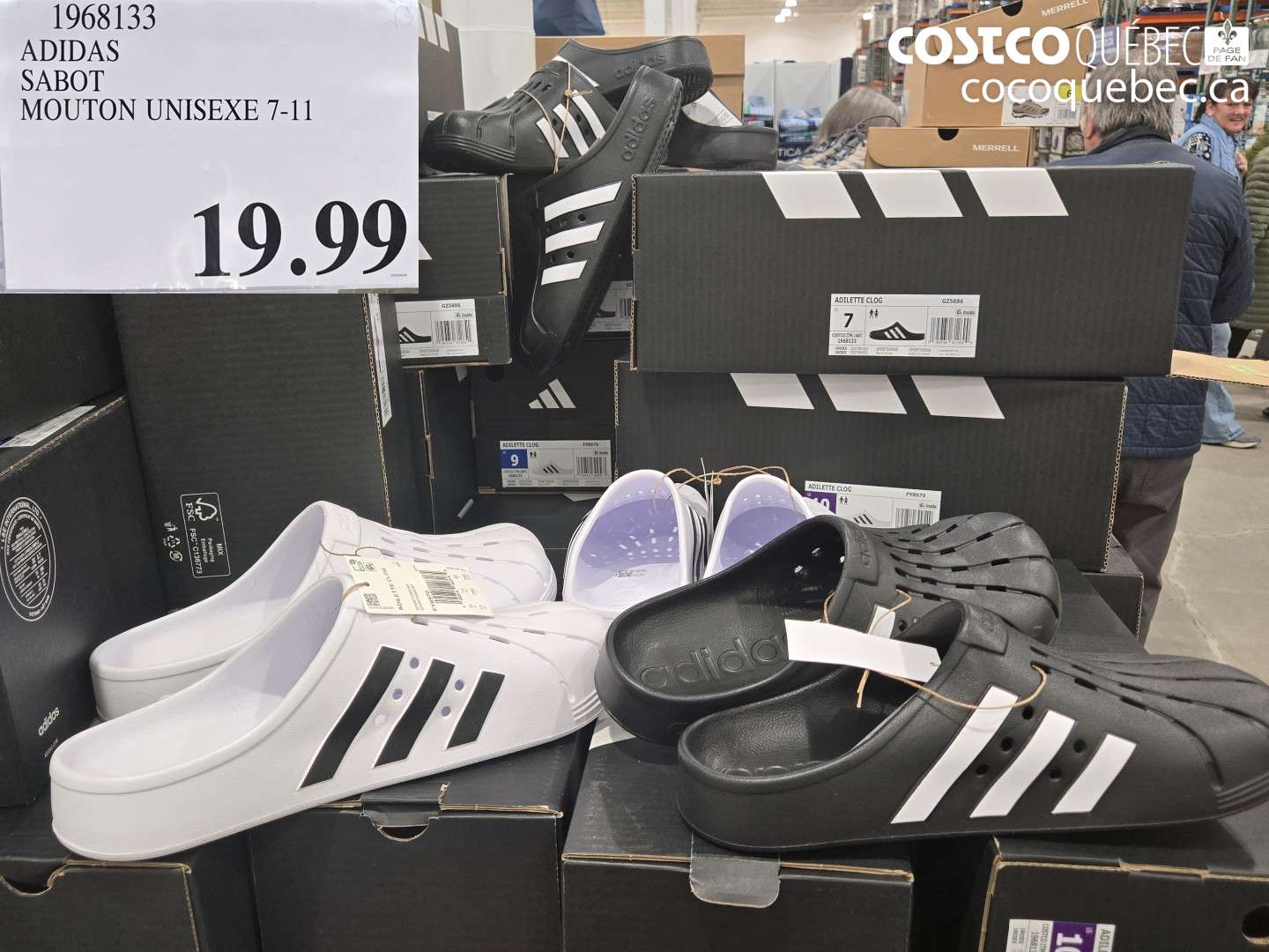 1968133 ADIDAS SABOT MOUTON UNISEXE 7-11 $19.99